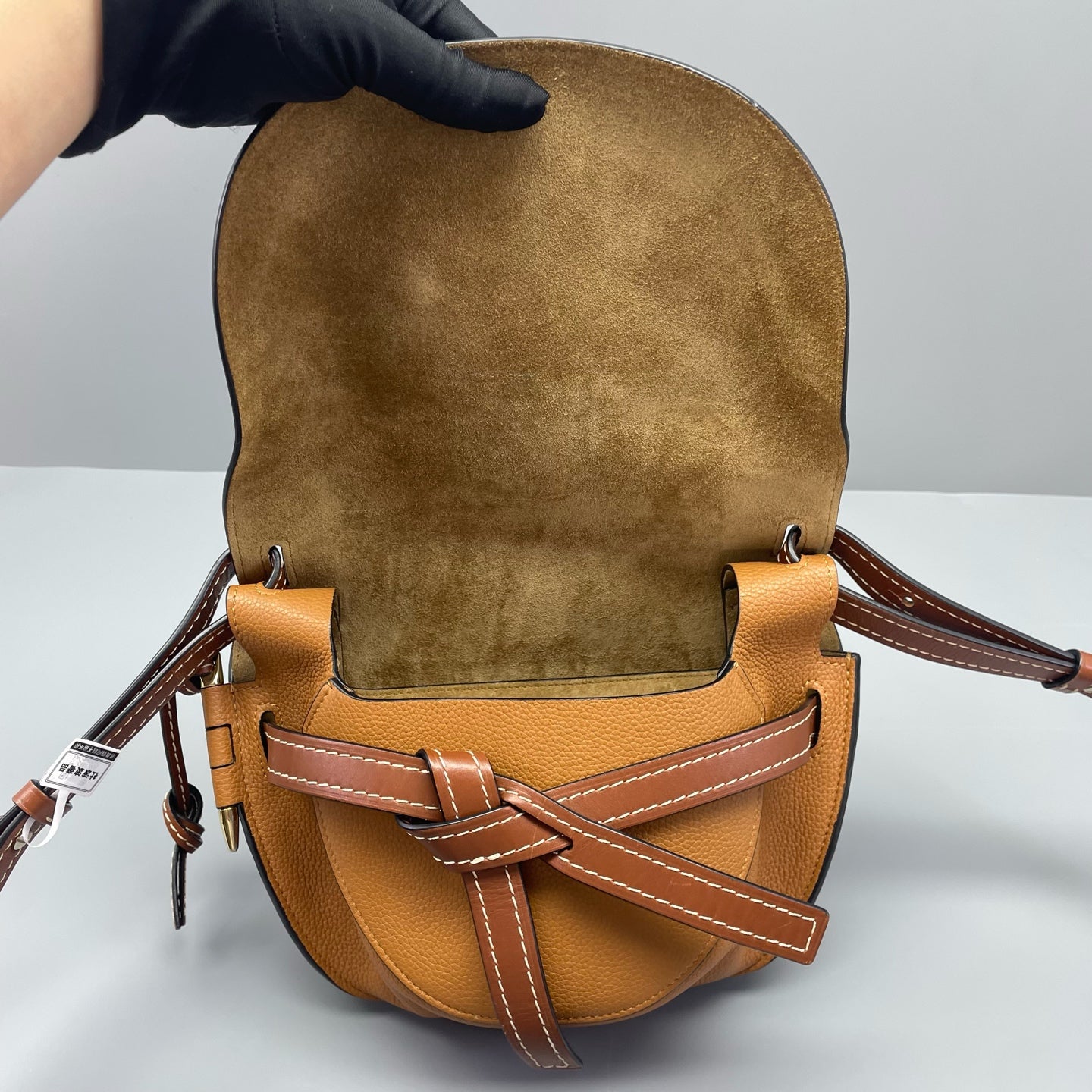 Loewe - Gate Small Saddle Bag - Grained calfskin leather - Caramel with contrasting brown accents - (Small)