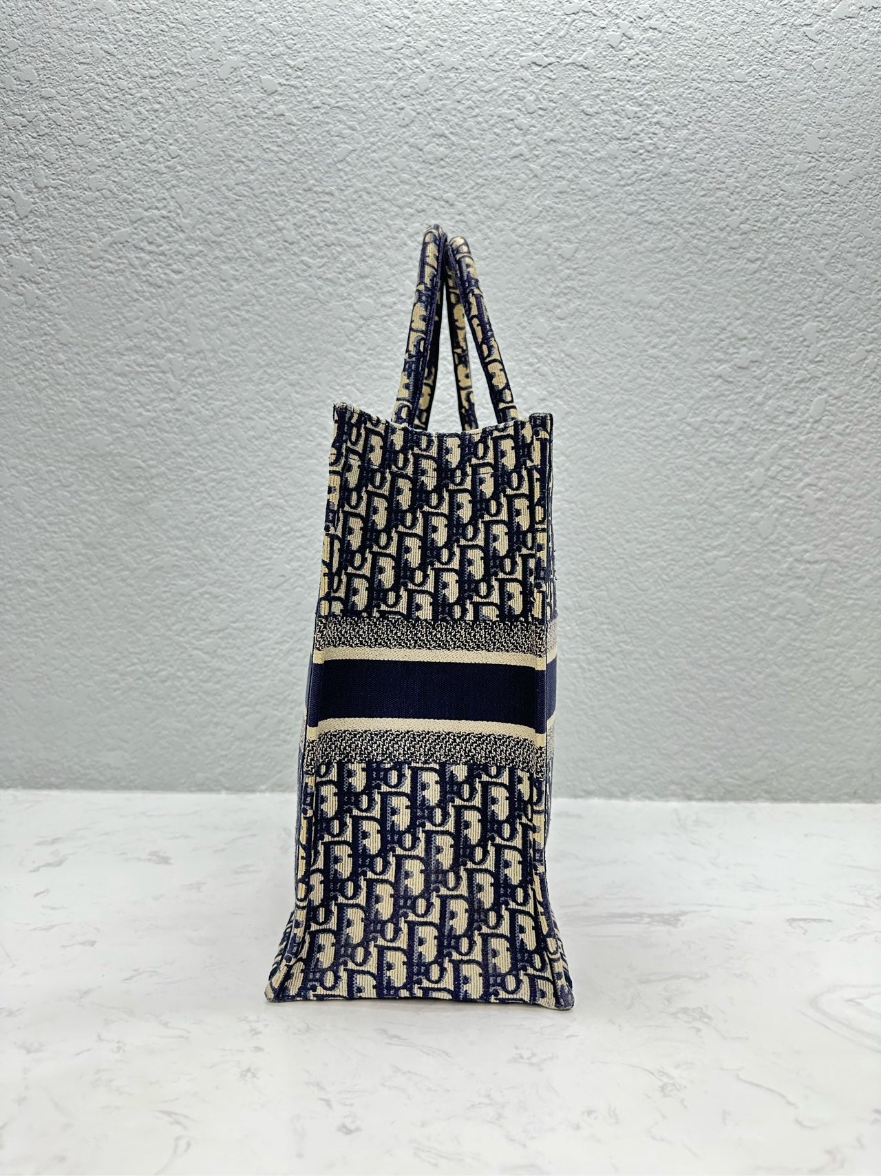 Dior - Book Tote Large - Jacquard canvas - Blue with Beige - (large)
