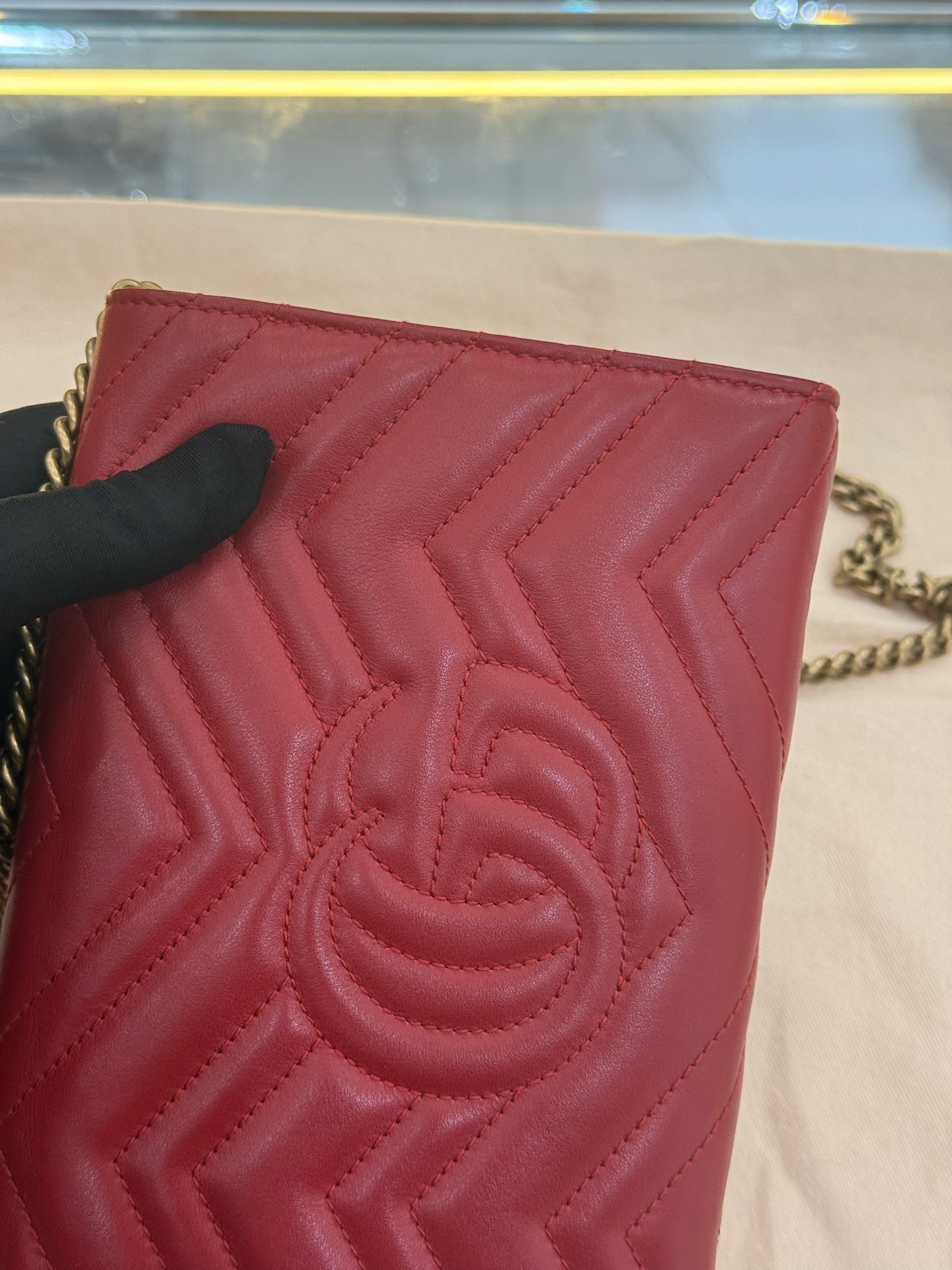 Gucci - Marmont WOC (Wallet on Chain) - Leather - Red - (mini)