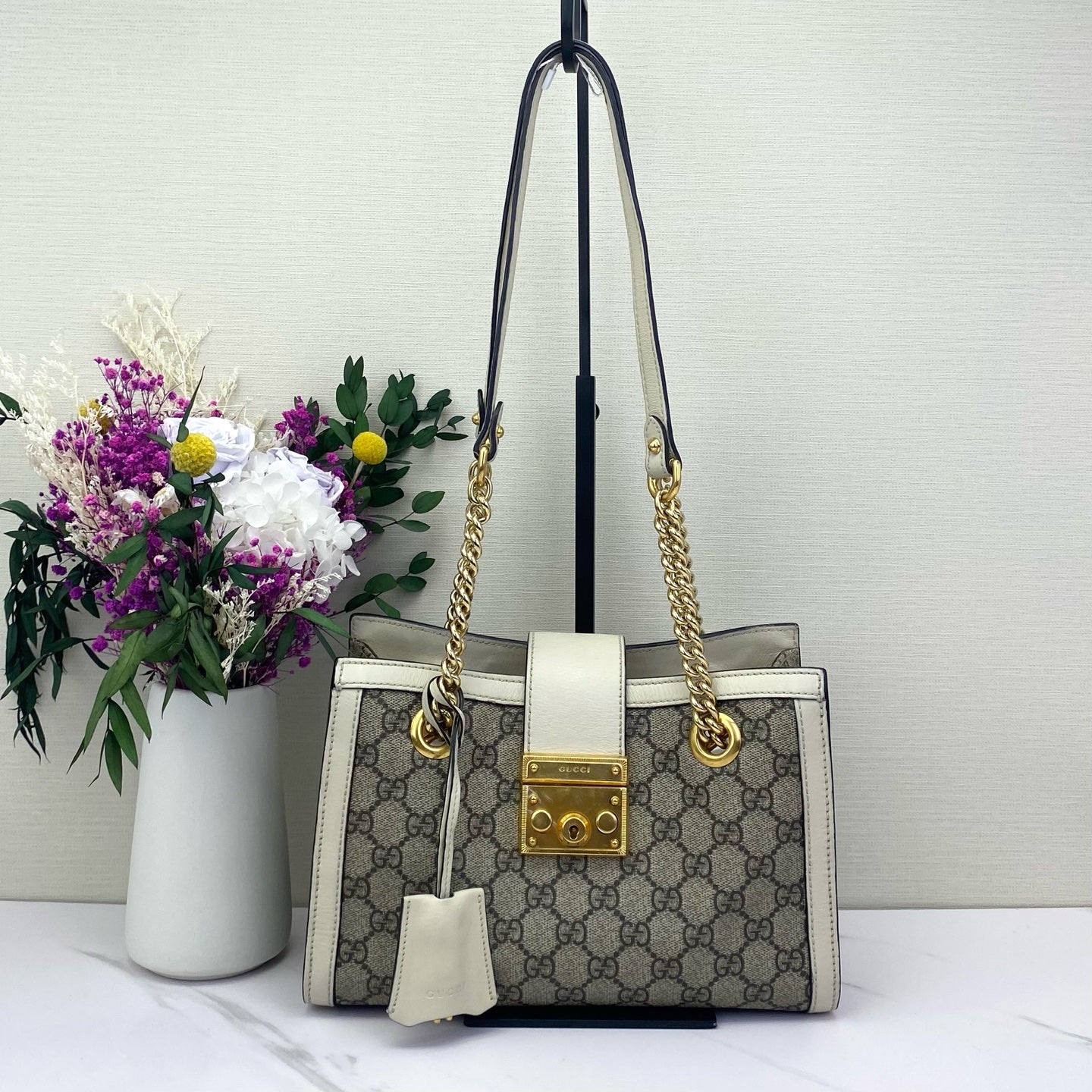Gucci - Padlock Tote Small - GG Supreme canvas with leather trim - White - (Small)