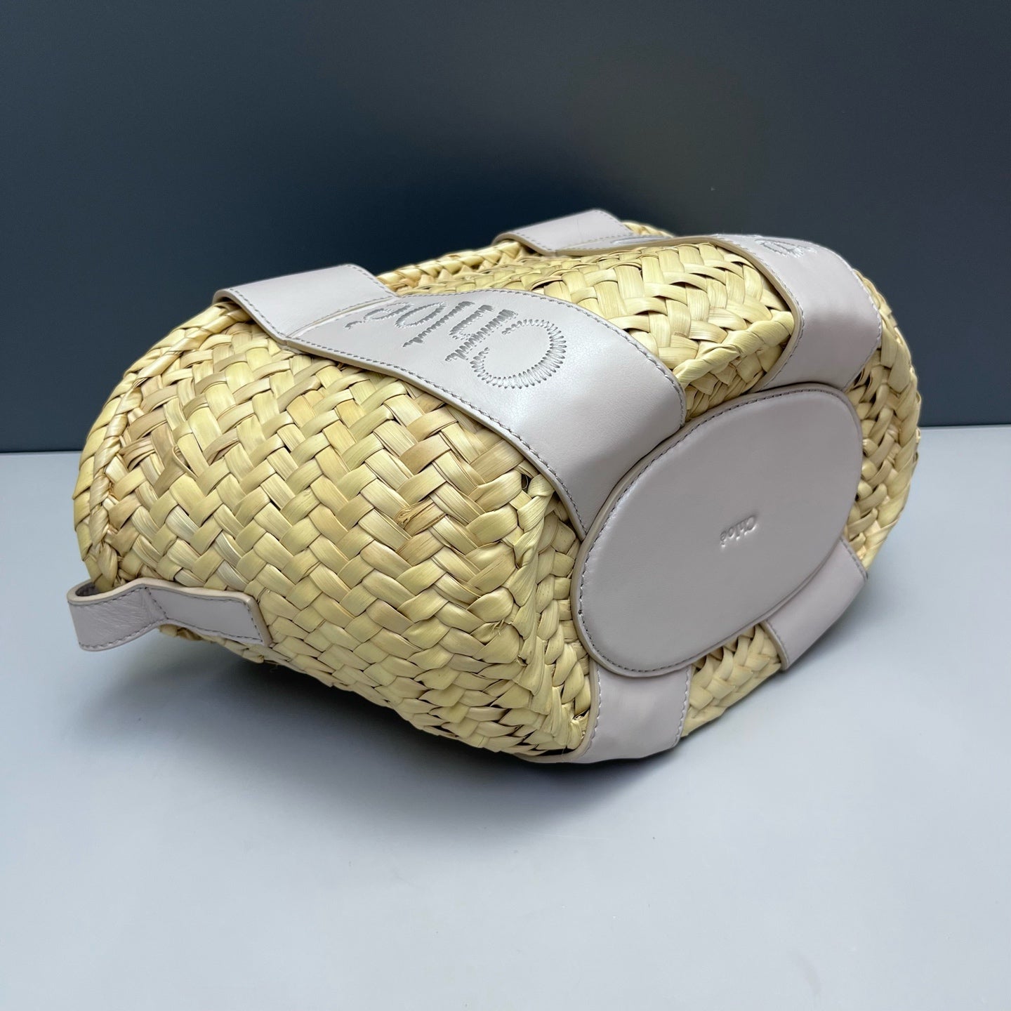 Chloe - Sense Basket Bag - Wicker and Leather - Beige with Light Purple Accents - (mini)