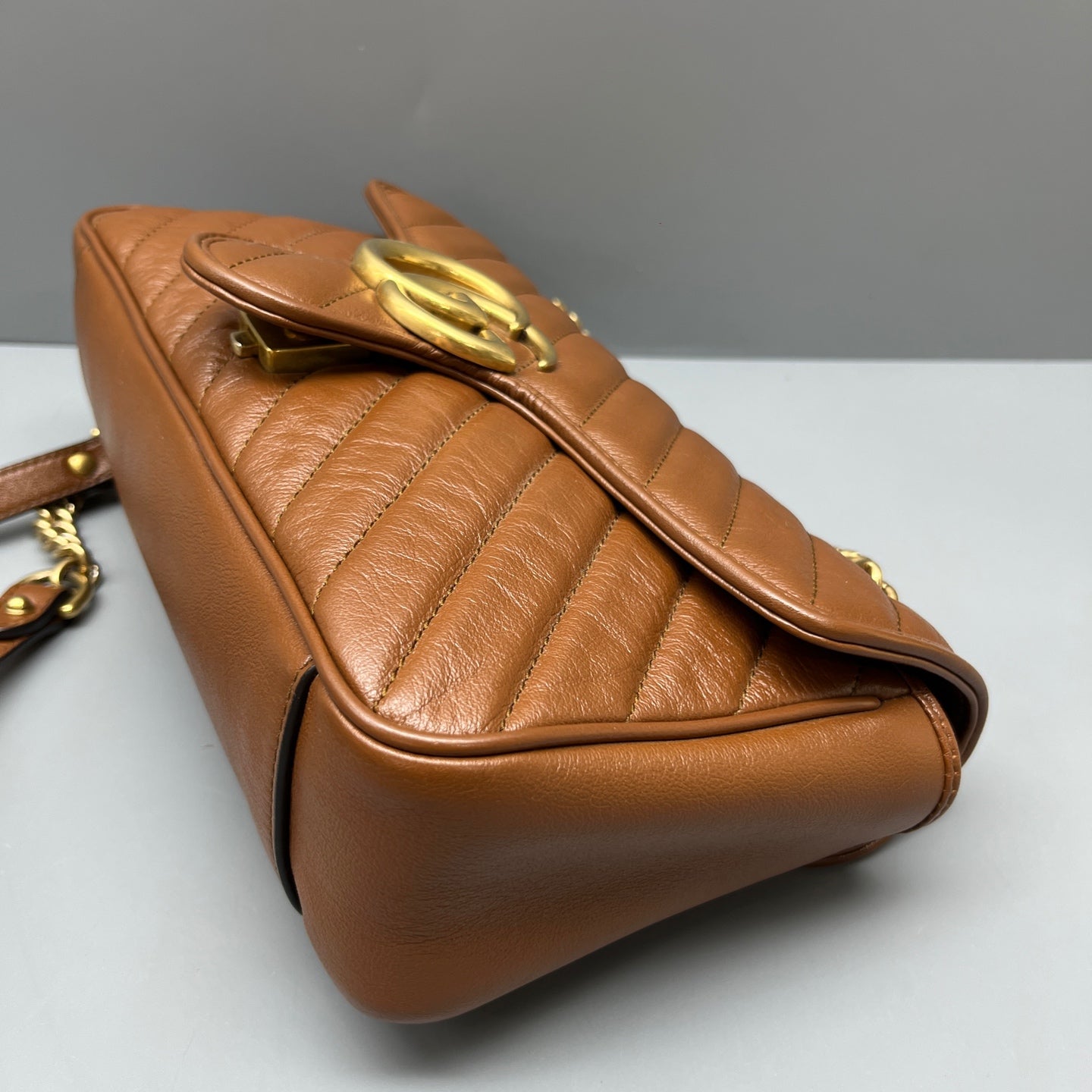 Gucci - GG Marmont Matelassé Shoulder Bag - Leather - Caramel with Gold-Tone Hardware - (medium)