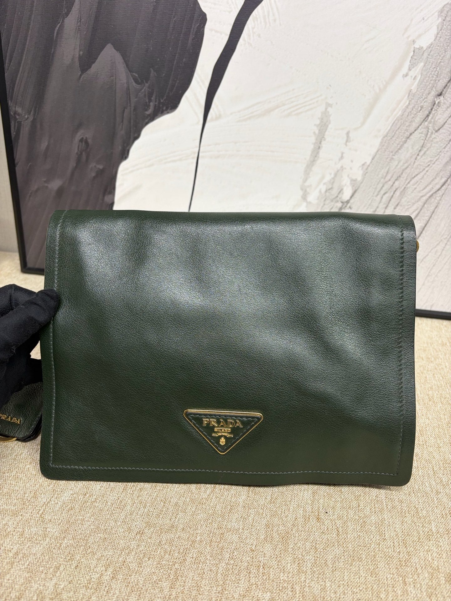 Prada - 1BD085 Glace Calf Flap Messenger Bag - Glace Calf leather - Emerald Green - (medium)