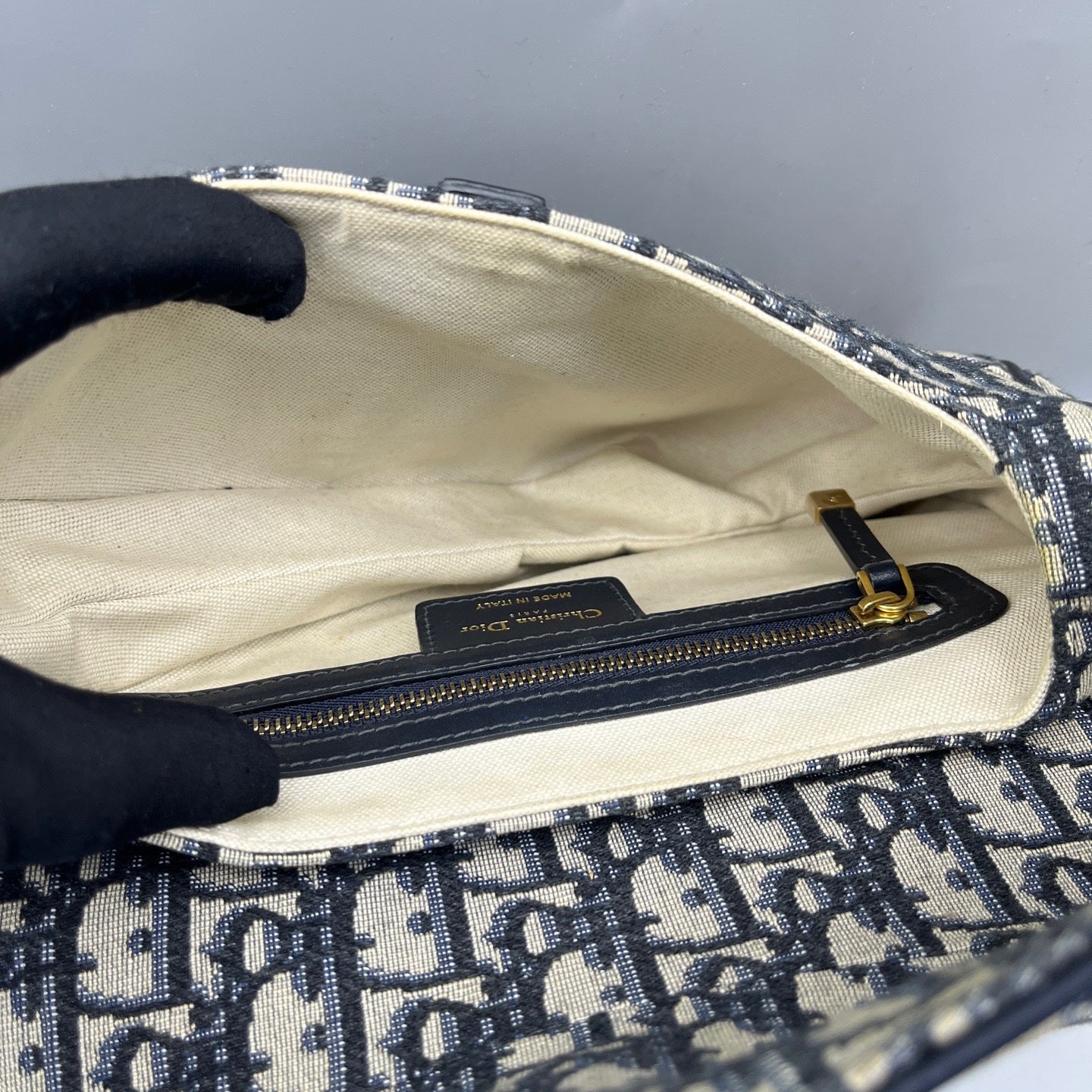 Dior - Saddle Bag - Dior Oblique Jacquard Canvas with Leather trim - Blue - (Medium)