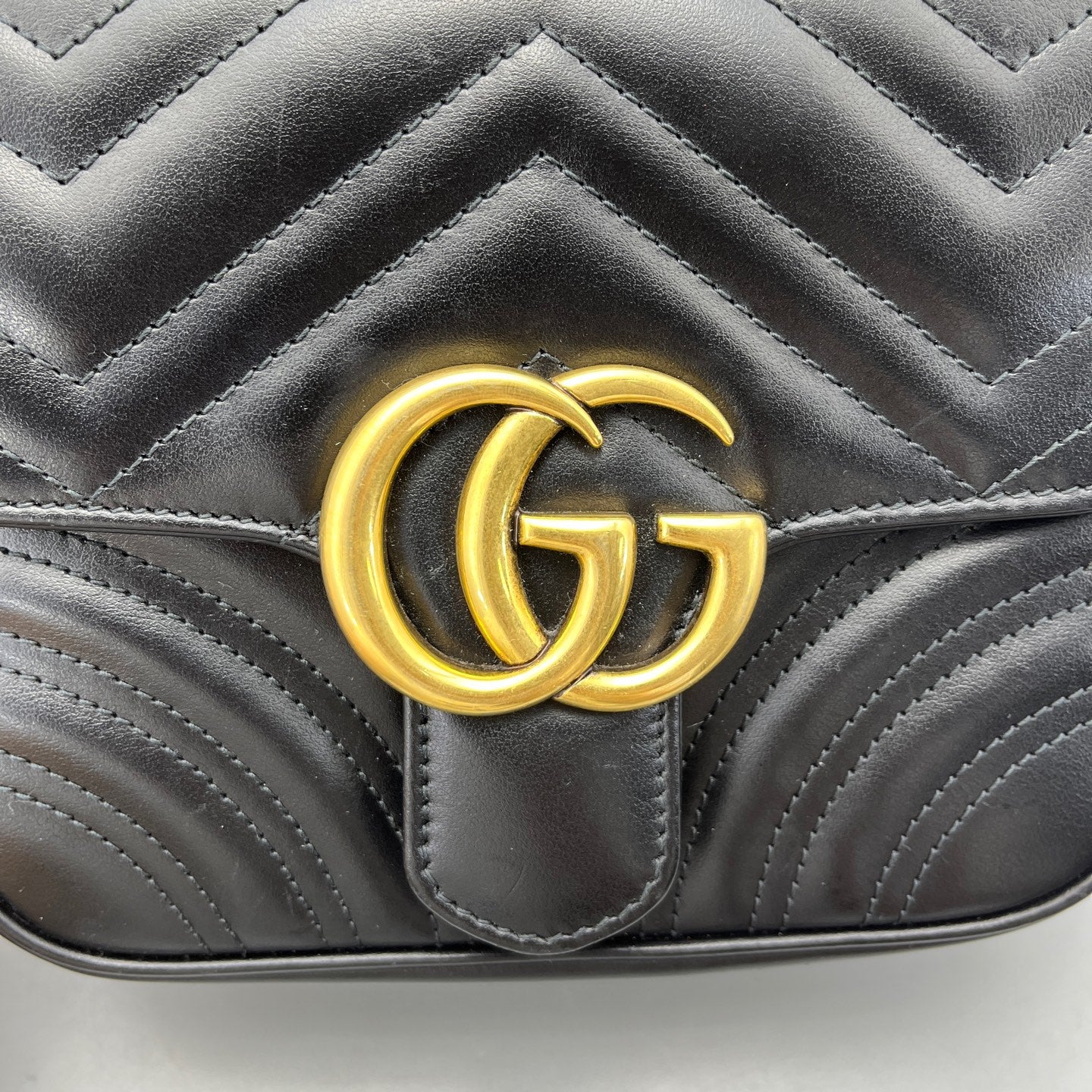 Gucci - GG Marmont Mini Flap Bag - Leather - Black - (mini)