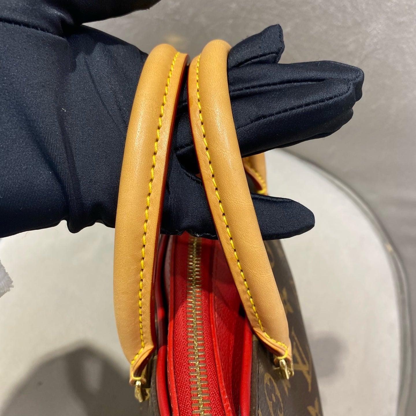 Louis Vuitton - Pallas Monogram - Monogram coated canvas with Vachetta leather trim and red leather lining - Brown with Red Accents - (Small)