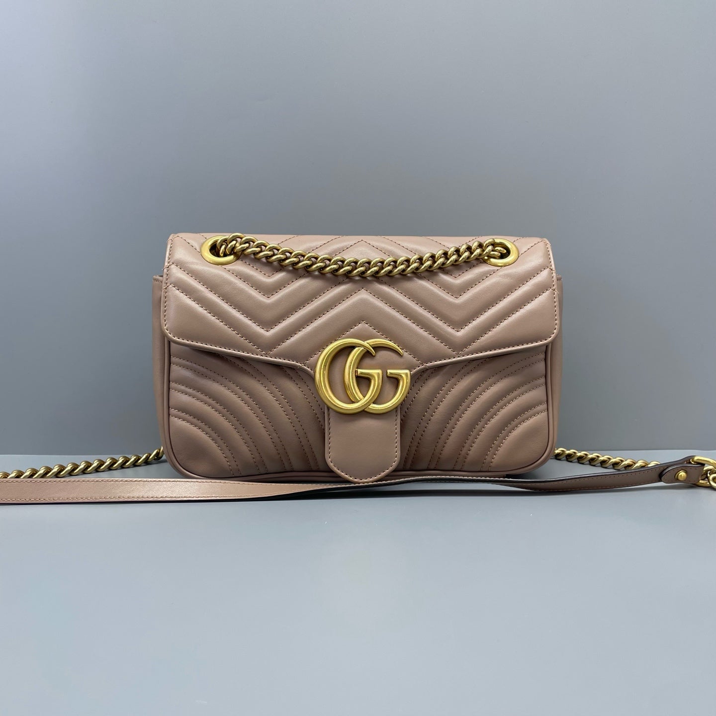 Gucci - GG Marmont Matelassé Small Shoulder Bag - Leather - Beige - (small)