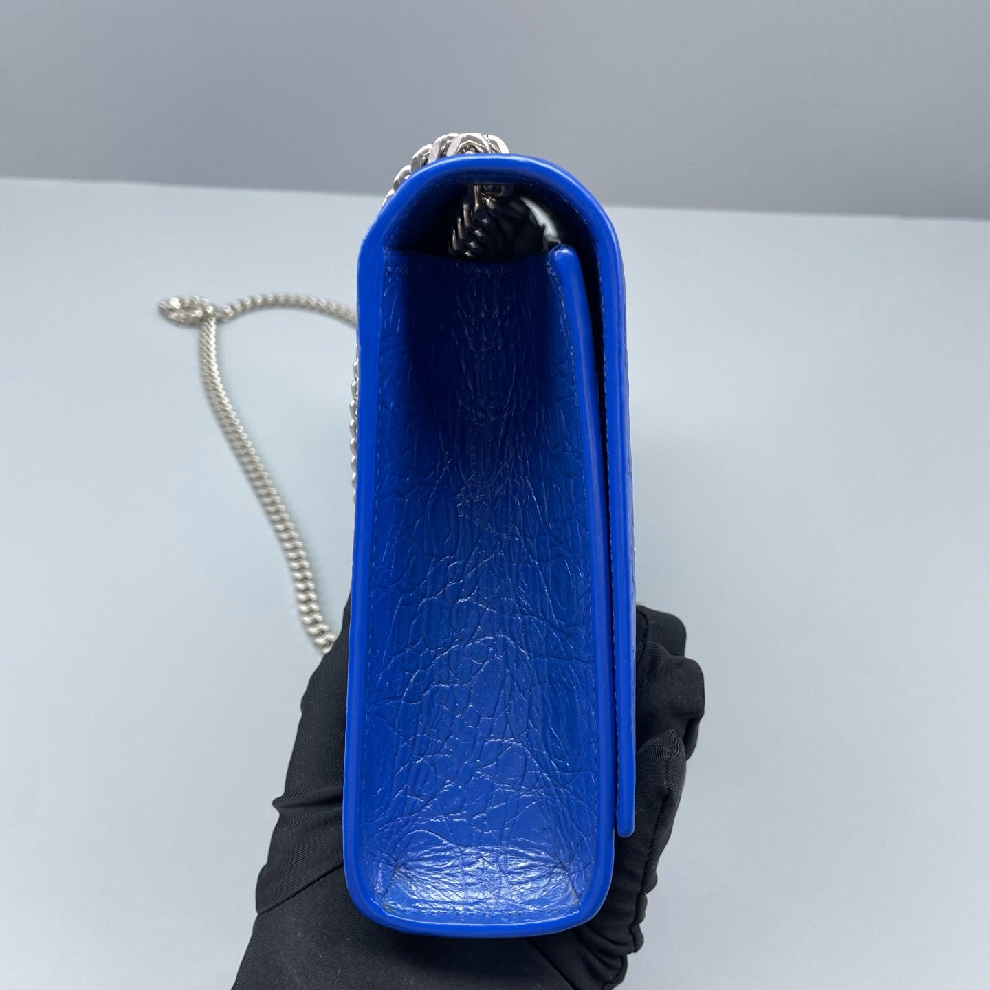 Saint Laurent - Kate Medium Chain Bag with Tassel - Calfskin leather with crocodile embossing - Blue - (medium)