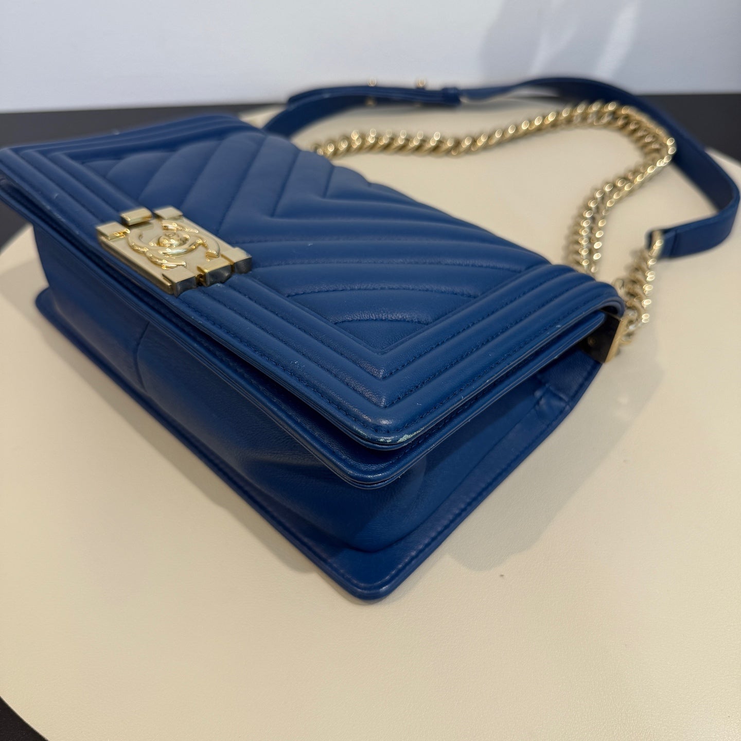 Chanel - Le Boy - Leather - Blue - (Medium)