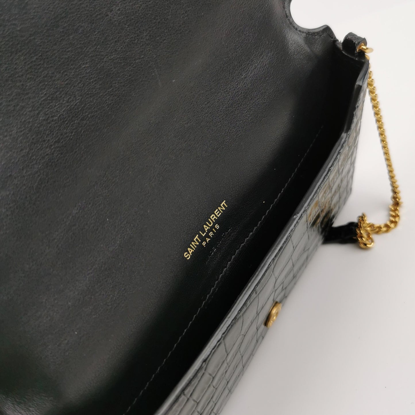 Saint Laurent - Monogram Chain Wallet - Leather - Black - (mini)