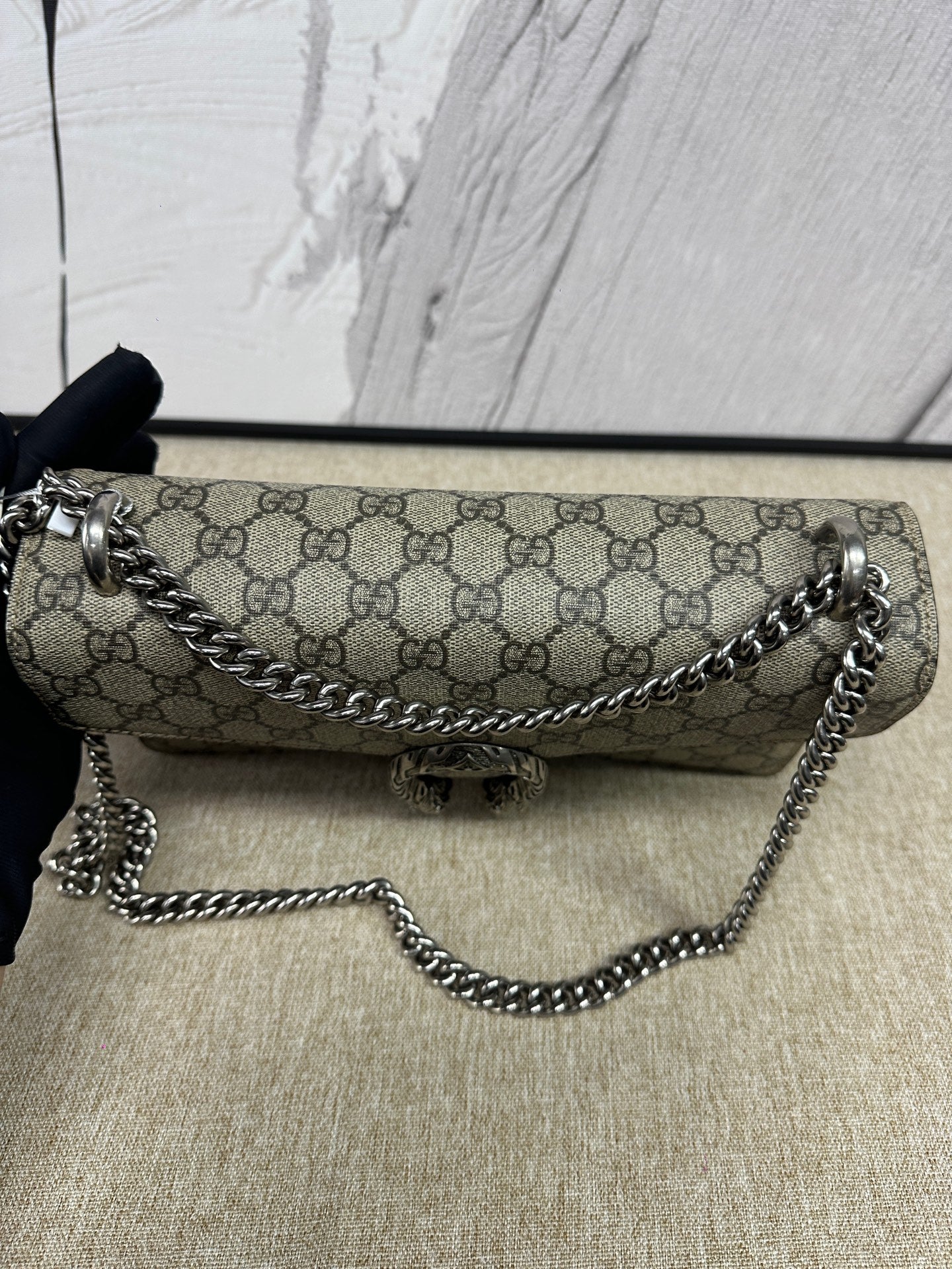 Gucci - Dionysus Shoulder Bag - GG Supreme coated canvas with suede trim - Beige - (Medium)