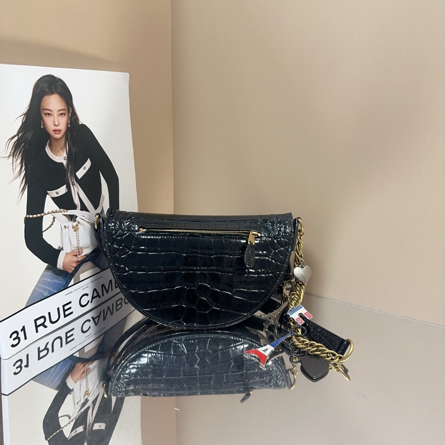 Balenciaga - Croc-Embossed Belt Bag - Crocodile-embossed leather - Black - (mini)