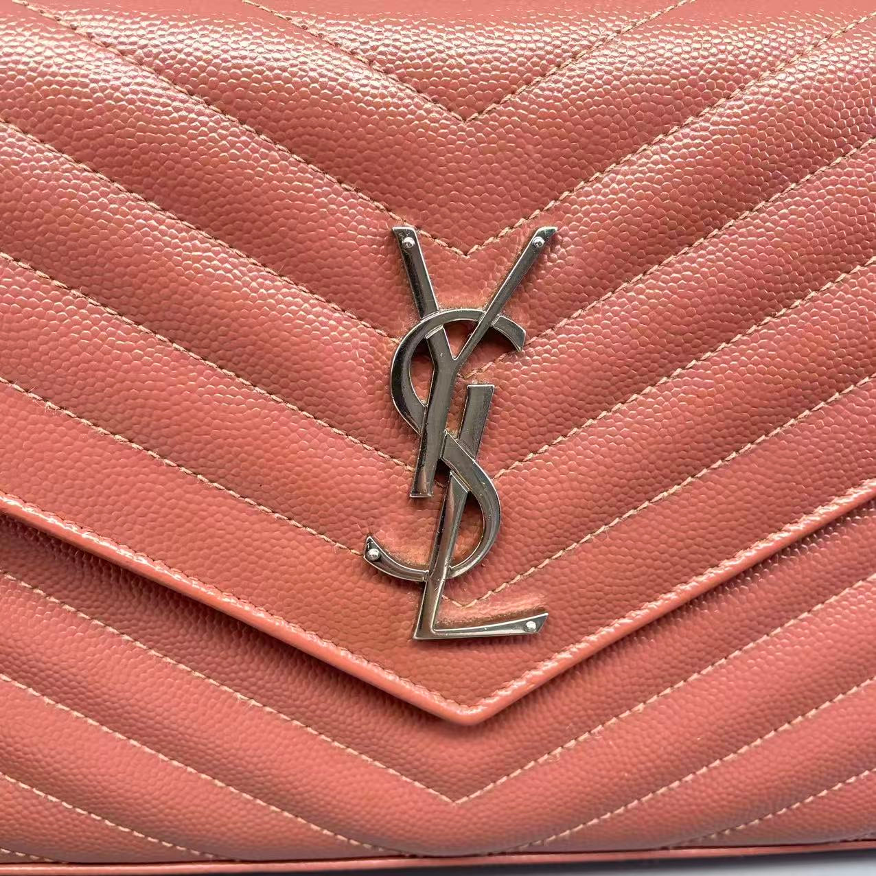 Saint Laurent - Envelope Bag - Grained leather - Pink - (Medium)
