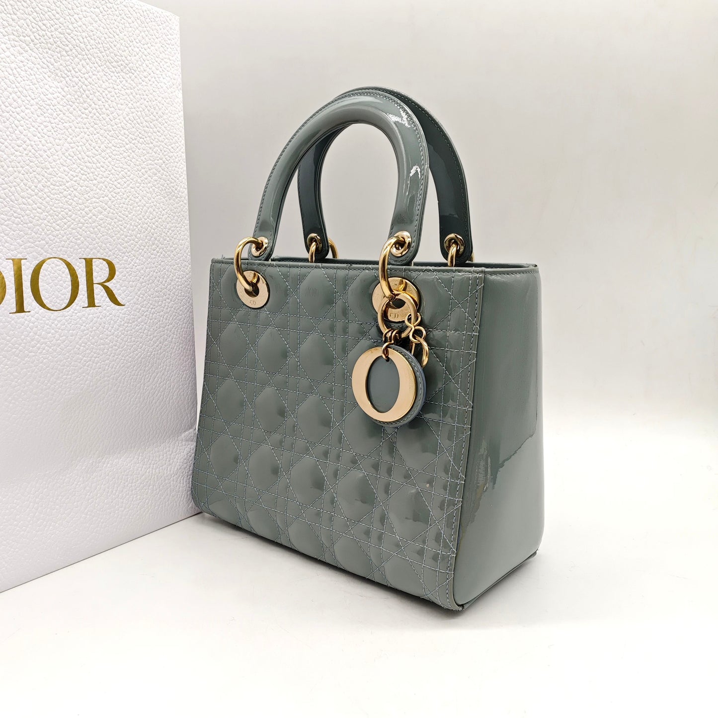 Dior - Lady Dior - Patent leather - Grey - (Medium)