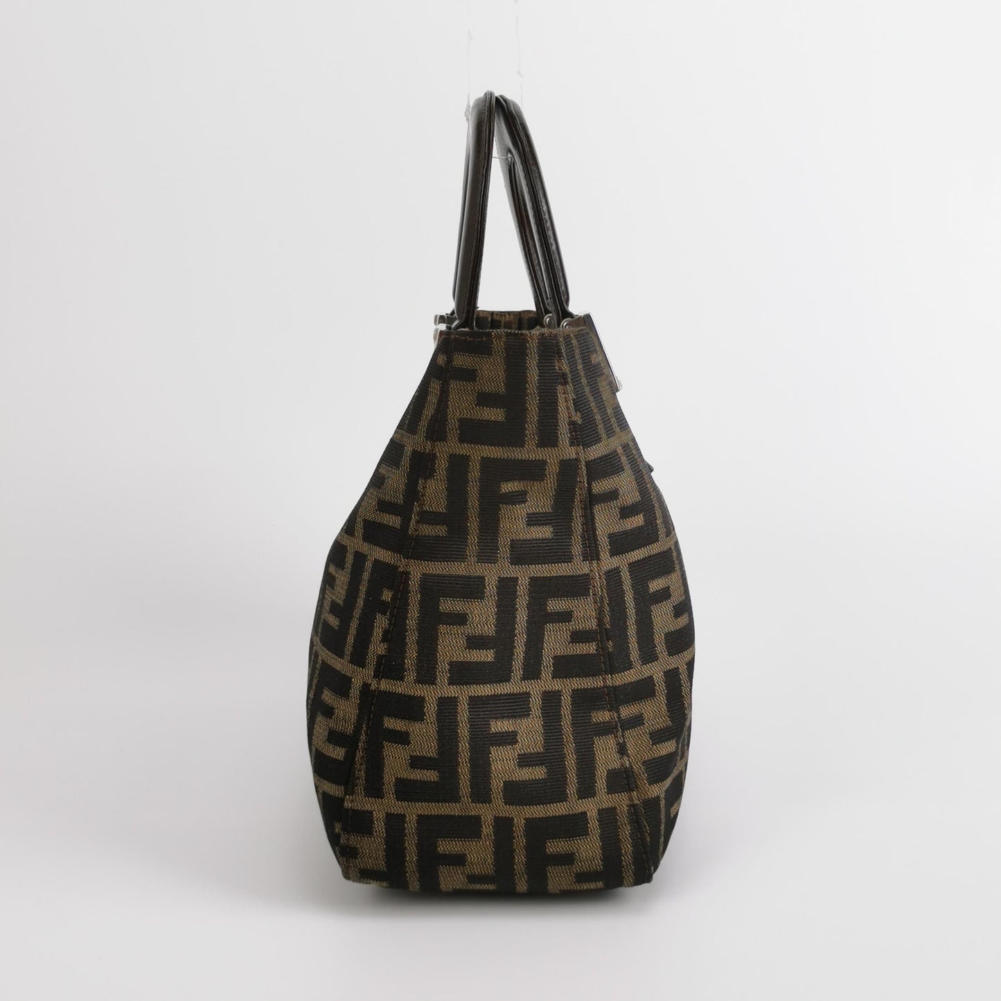 Fendi - Zucca Canvas Tote Bag - Zucca canvas with leather trim - Brown - (small)