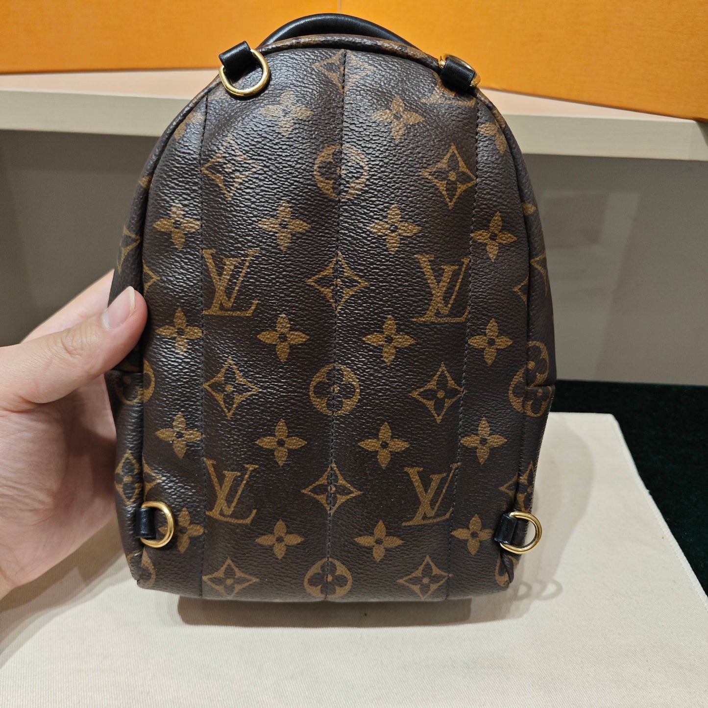 Louis Vuitton - Palm Springs Mini Backpack - Monogram coated canvas with black cowhide leather trim - Brown - (mini)