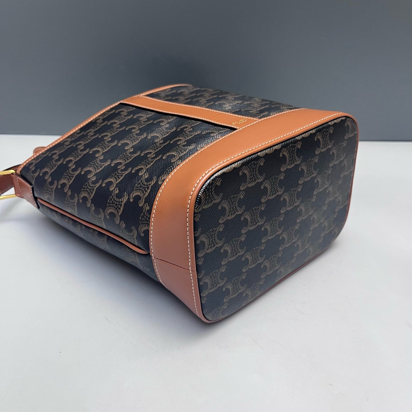 Celine - Triomphe Canvas Bucket Bag - Coated canvas, Leather - Brown - (small)