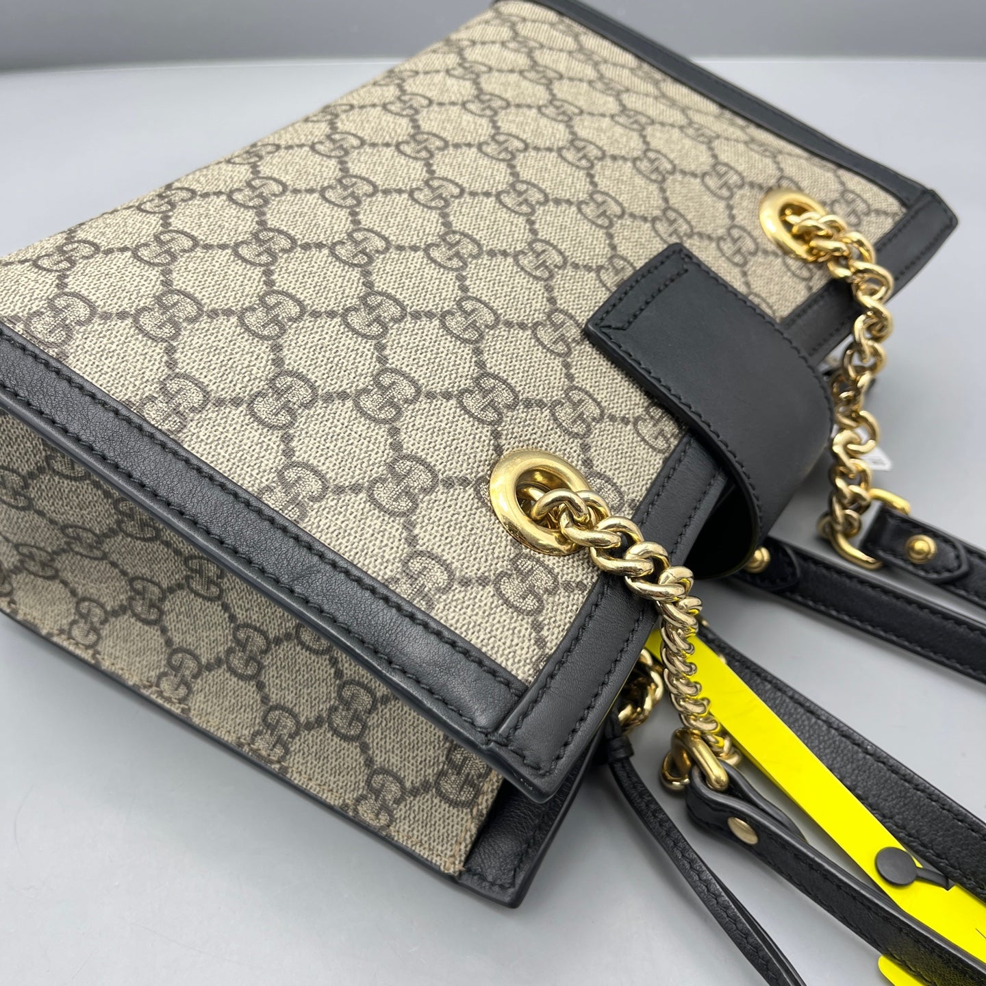Gucci - Padlock Small Shoulder Bag - GG Supreme canvas with black leather trim and tan suede-like interior lining - Beige and Black - (Small)