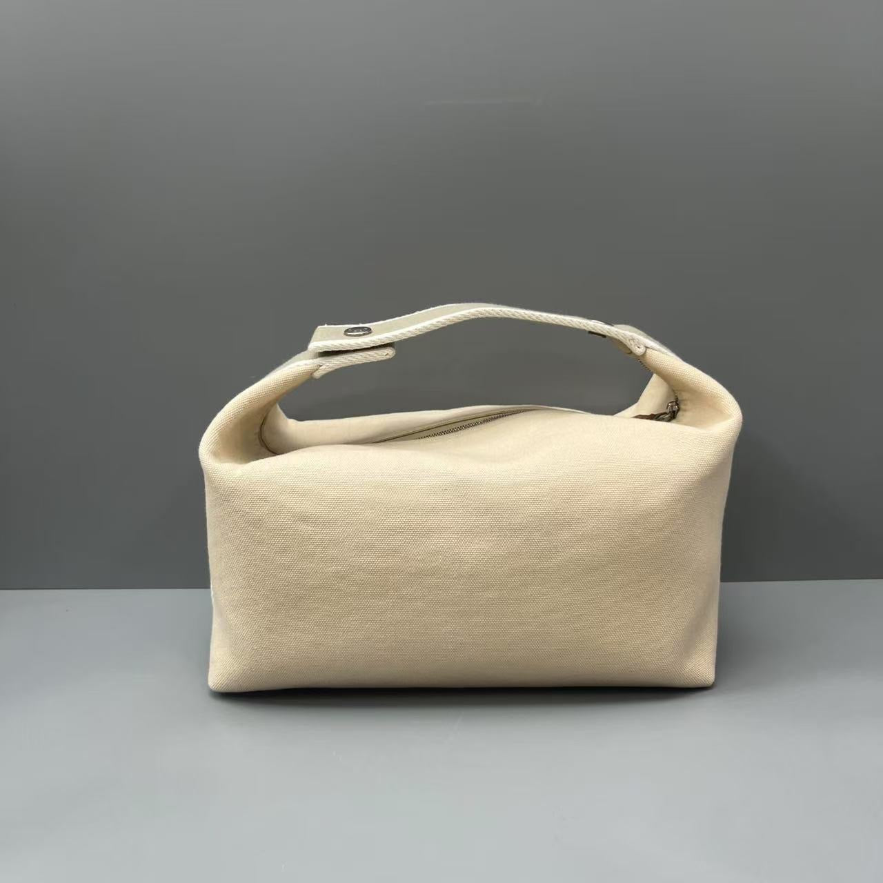 Hermès - Color-block Canvas Lunchbox Pouch - Canvas with Leather trim - Beige - (mini)