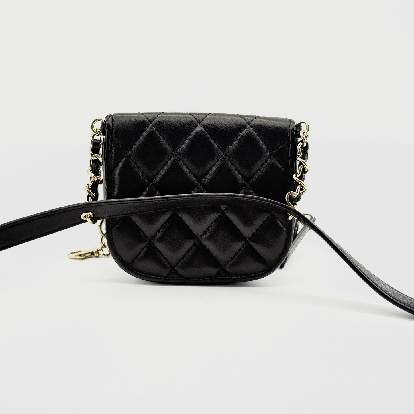 Chanel - Gemini Belt Bag - Lambskin leather and Tweed - Black and White - (Mini)