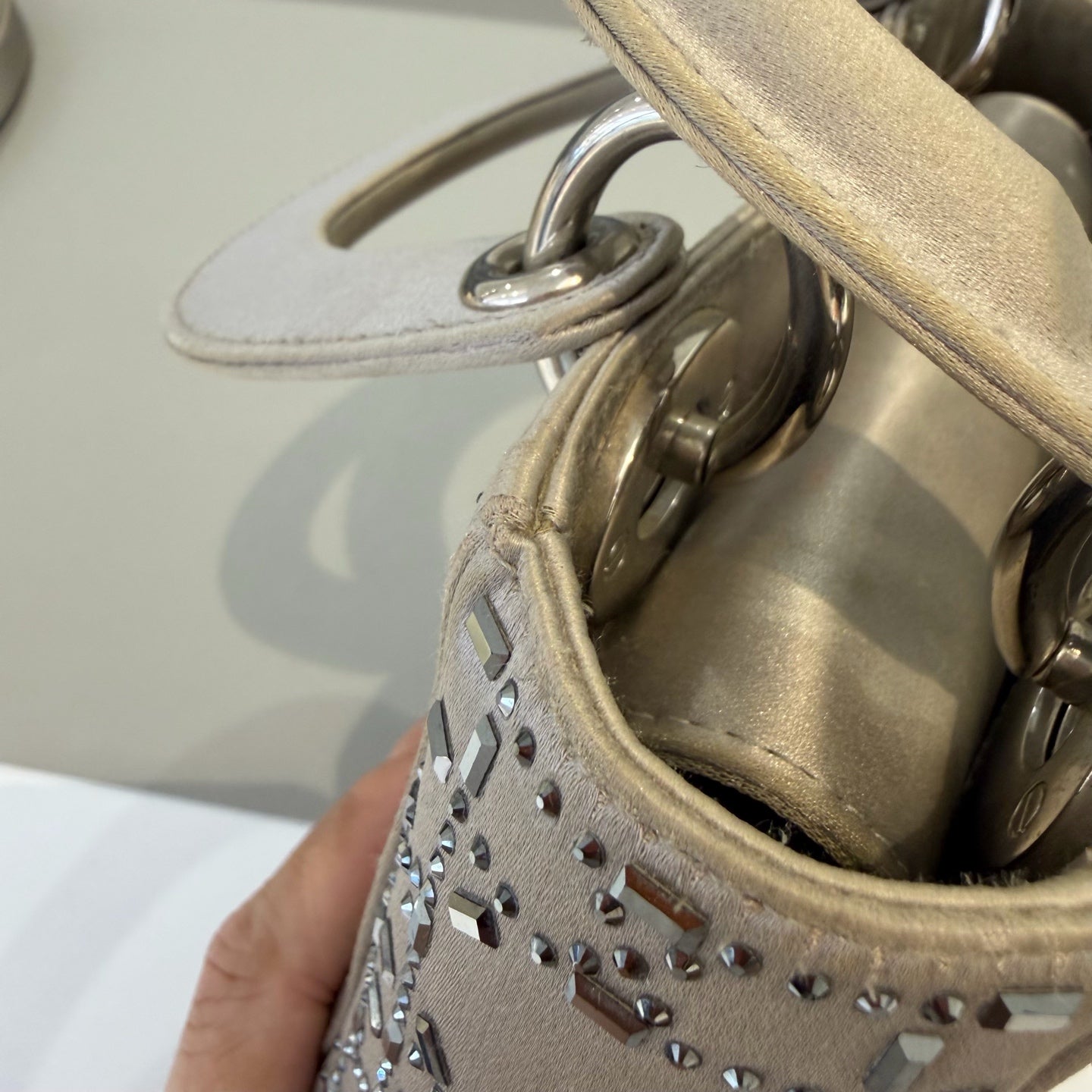 Dior - Lady Dior (Rhinestone Embellished Satin) - Satin with rhinestones - Grey - (mini)