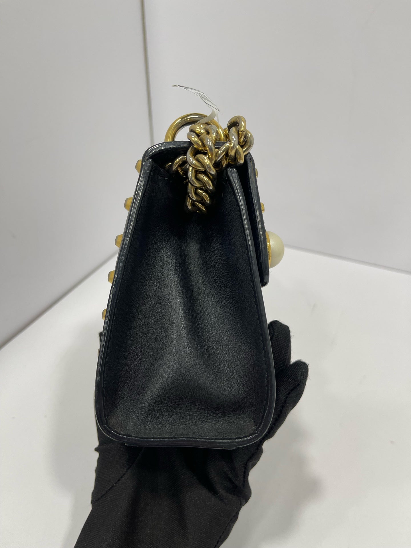 Gucci - Padlock Studded Pearl Shoulder Bag - Leather - Black - (mini)