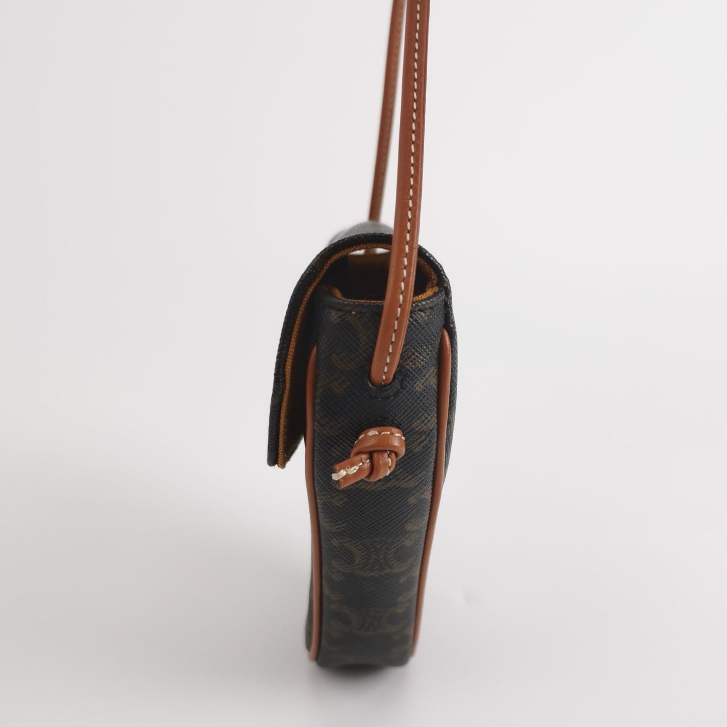 Celine - Triomphe Canvas Triangle Bag - Triomphe Canvas with Calfskin Leather trim - Brown - (mini)