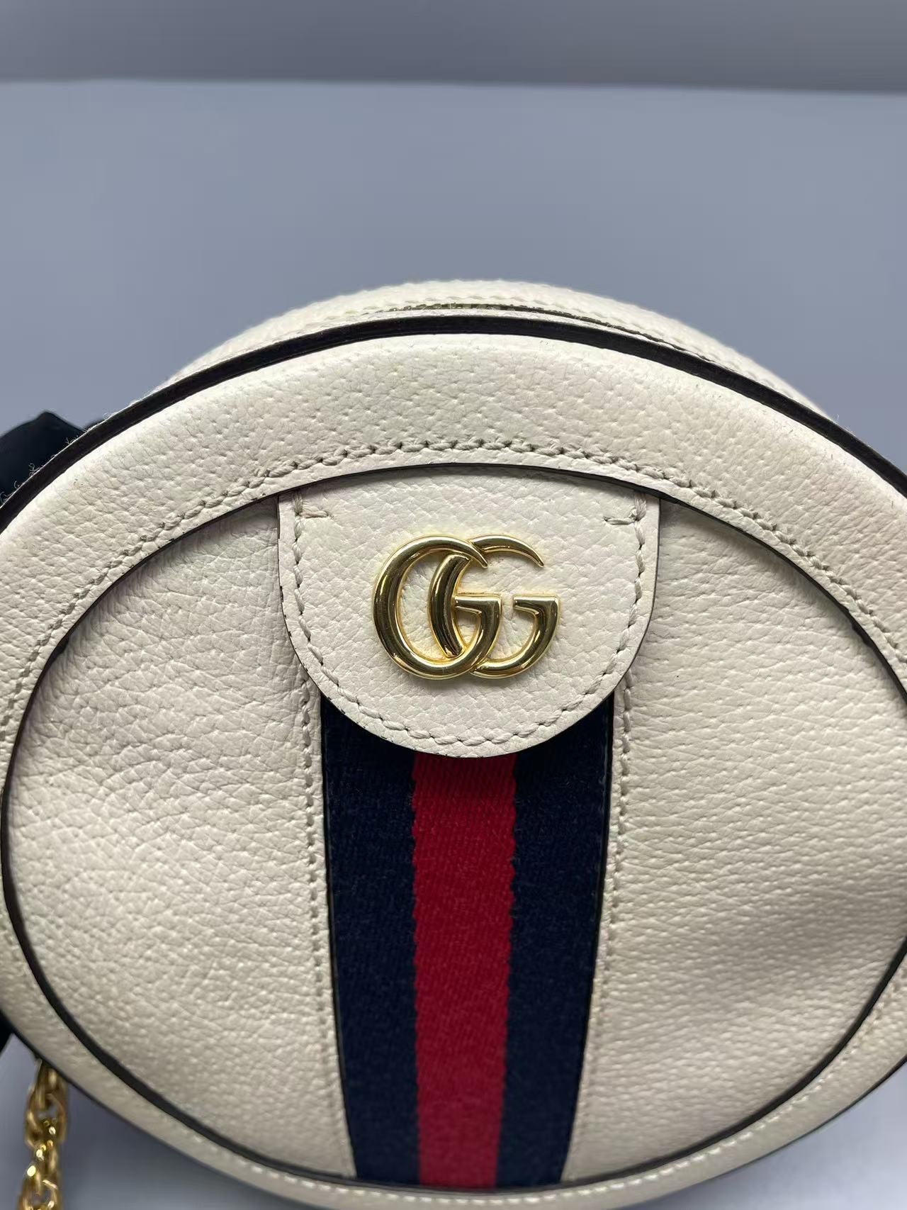 Gucci - Ophidia Mini Round Bag - Grained leather - White - (mini)