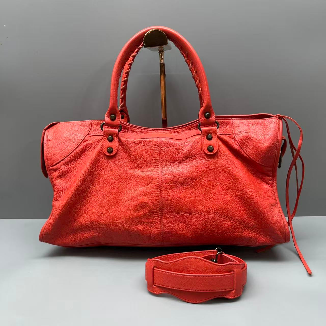 Balenciaga - City Bag - Distressed lambskin leather - Orange - (Large)
