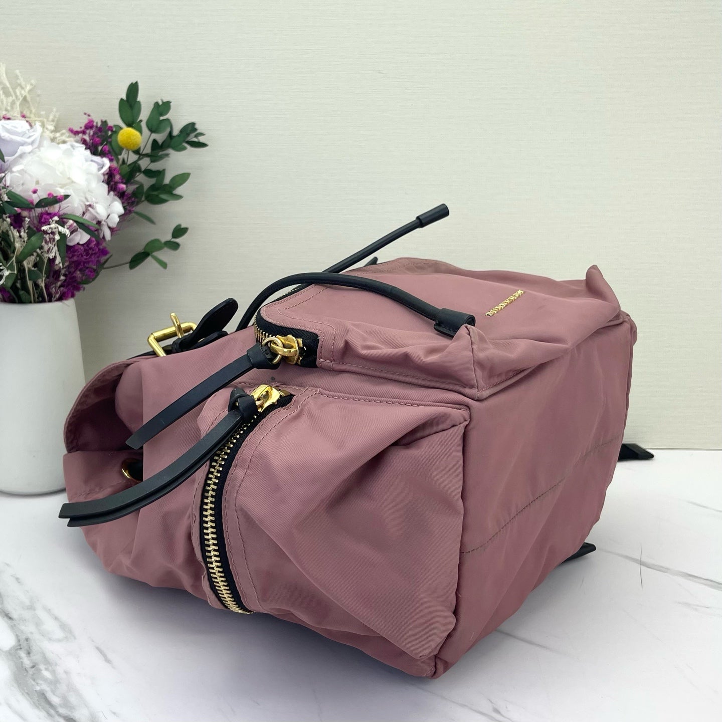 Burberry - The Rucksack - Nylon with Leather Trim - Pink with Black Accents - (Large)