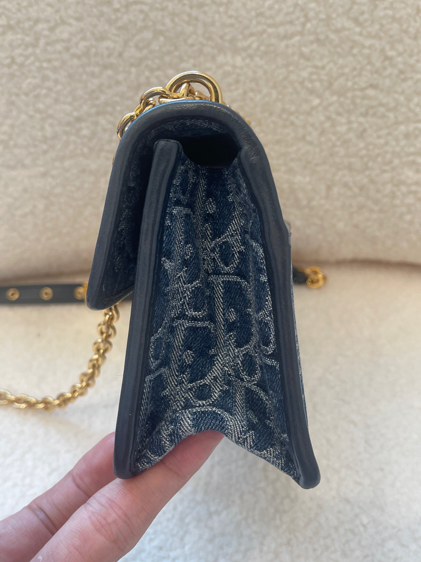 Dior - 30 Montaigne Small Denim - Denim with leather trim - Blue - (Small)