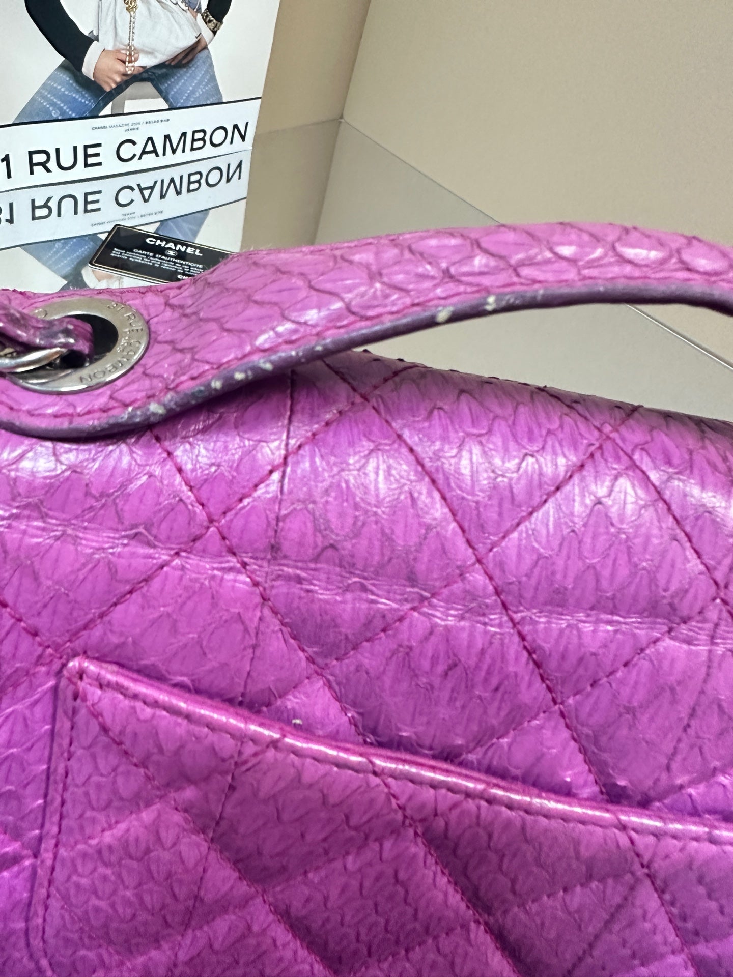 Chanel - Classic Flap Top Handle Bag - Python leather - Purple - (Small)