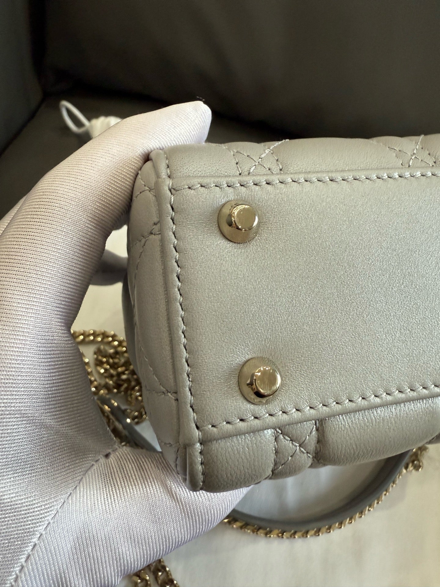 Dior - Lady Dior Mini - Lambskin leather - Grey - (mini)