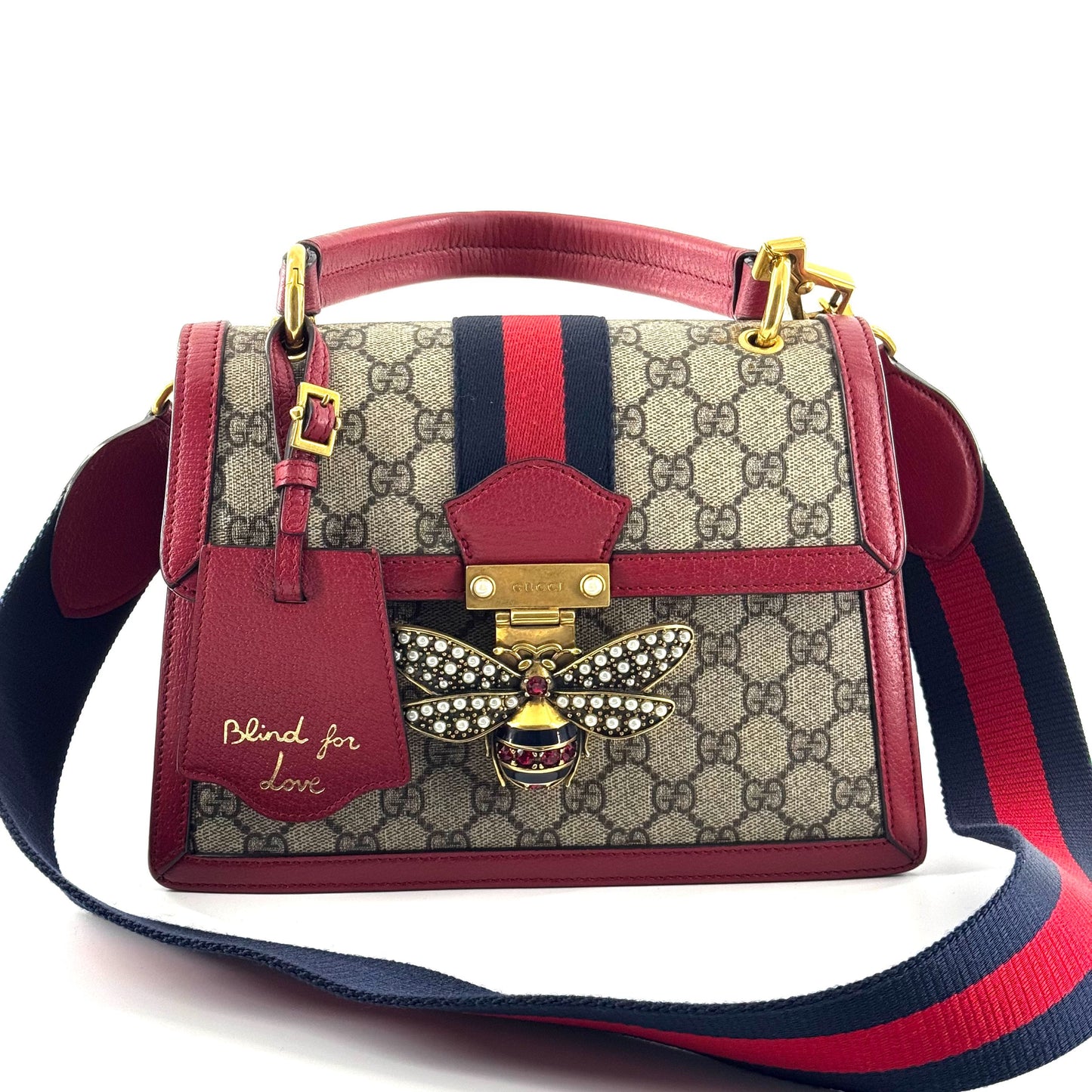 Gucci - Queen Margaret Top Handle Bag - GG Supreme canvas with leather trim - Red - (Small)