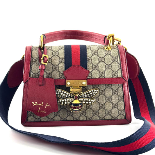Gucci - Queen Margaret Top Handle Bag - GG Supreme canvas with leather trim - Red - (Small)