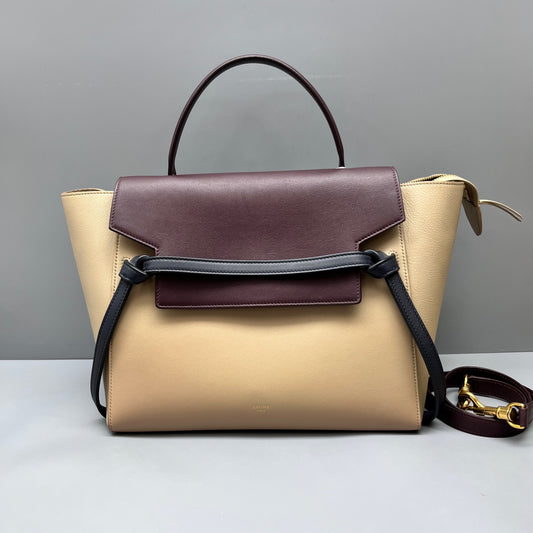 Celine - Belt Bag Medium - Grained Calfskin Leather - Multicolour (Beige, Burgundy, Navy) - (medium)
