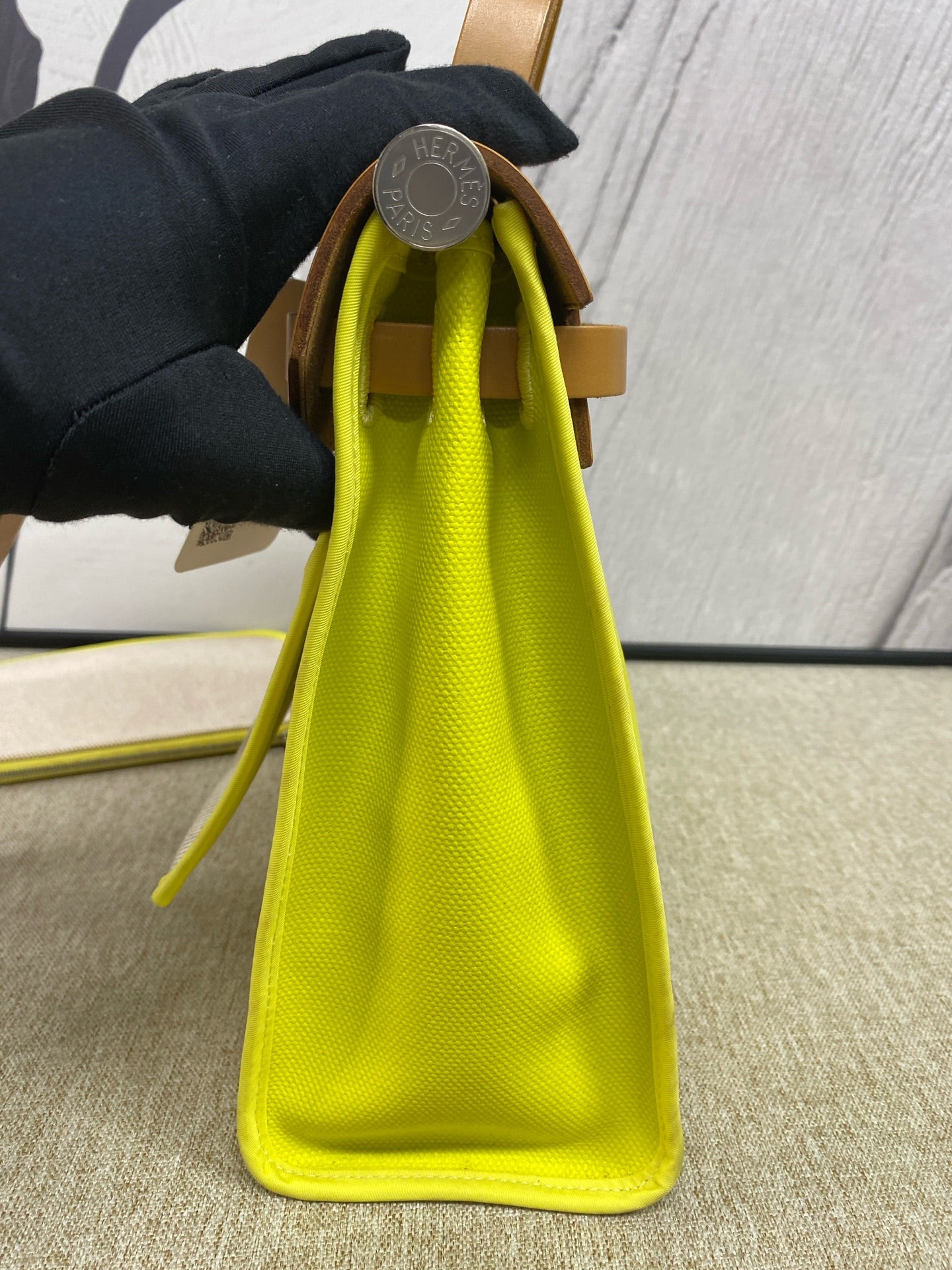 Hermes - Herbag 31 - Canvas and Barenia leather - Yellow with Brown Accents - (Medium)