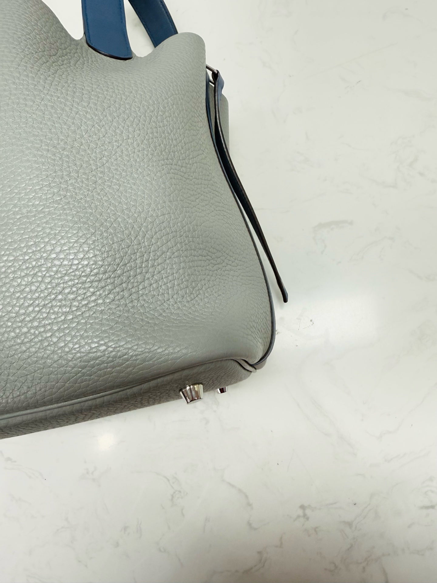 Hermès - Picotin Lock 22 - Taurillon Clemence leather - Agate Blue and Seagull Grey - (medium)