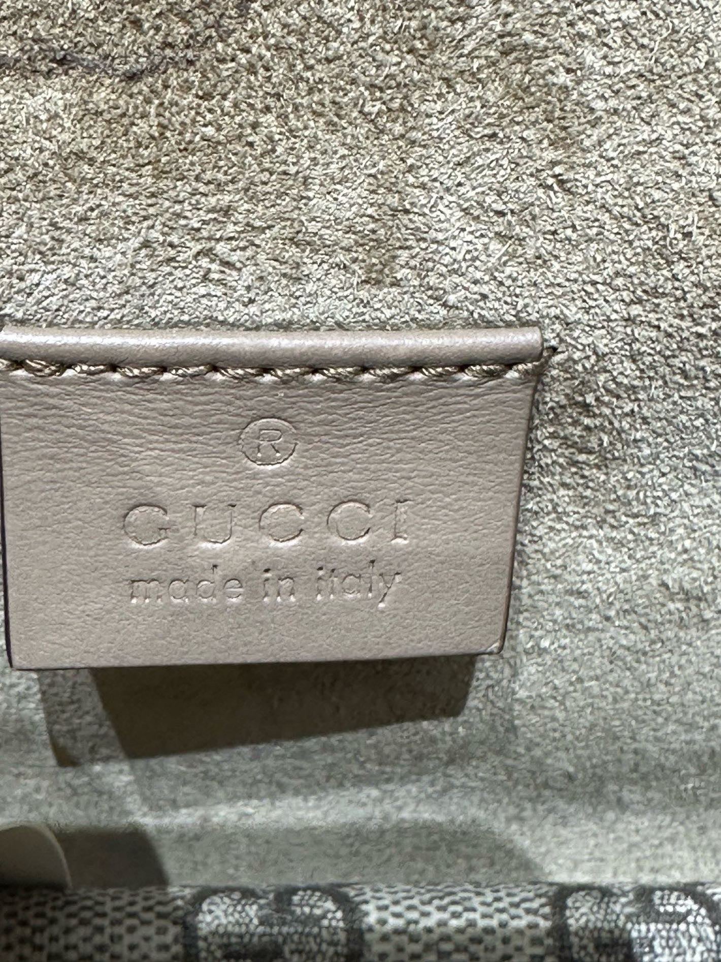 Gucci - Dionysus Mini Shoulder Bag with Crystal Buckle - GG Supreme coated canvas, suede, leather trim - Beige with Camel accents - (Mini)