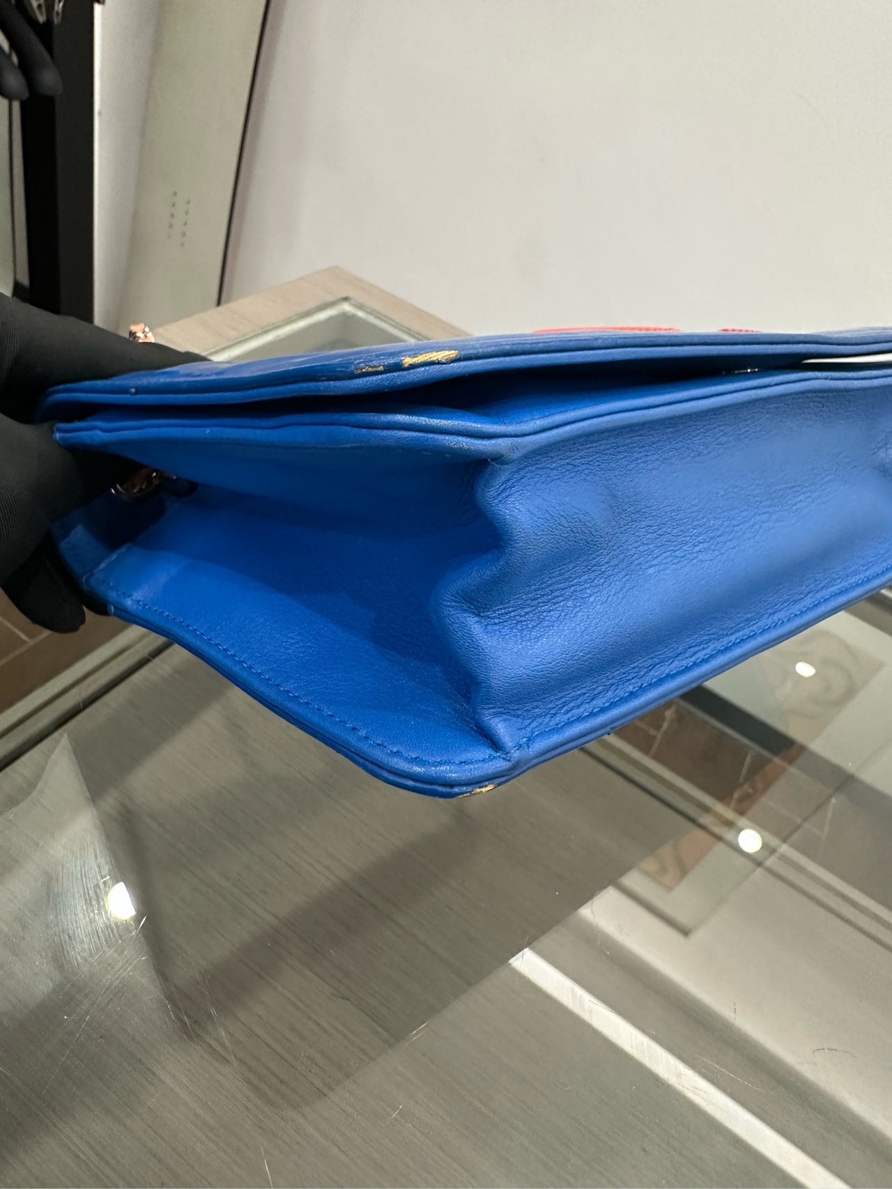 Chanel - WOC (Wallet on Chain) with Colorful Jumbo CC Logo - Patent leather - Blue - (small)
