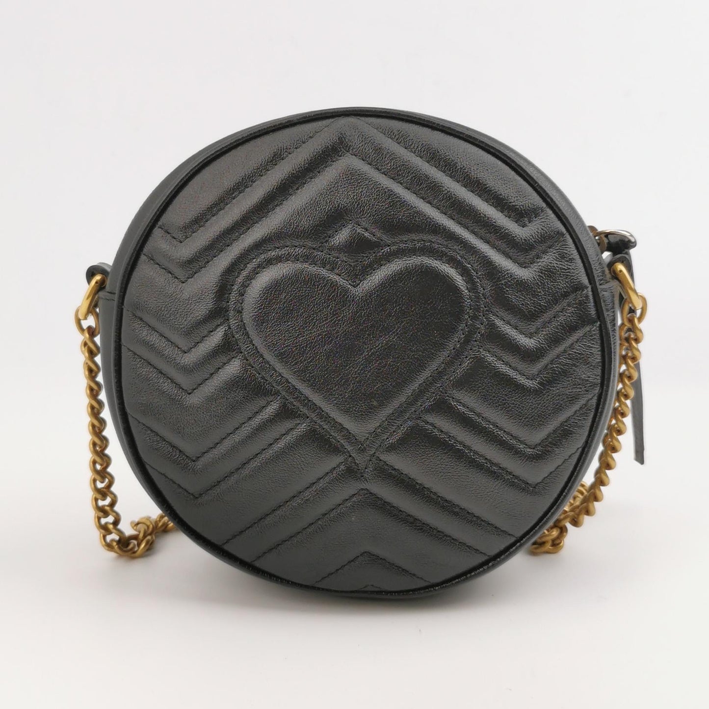 Gucci - GG Marmont Round Mini Bag - Leather - Black - (mini)