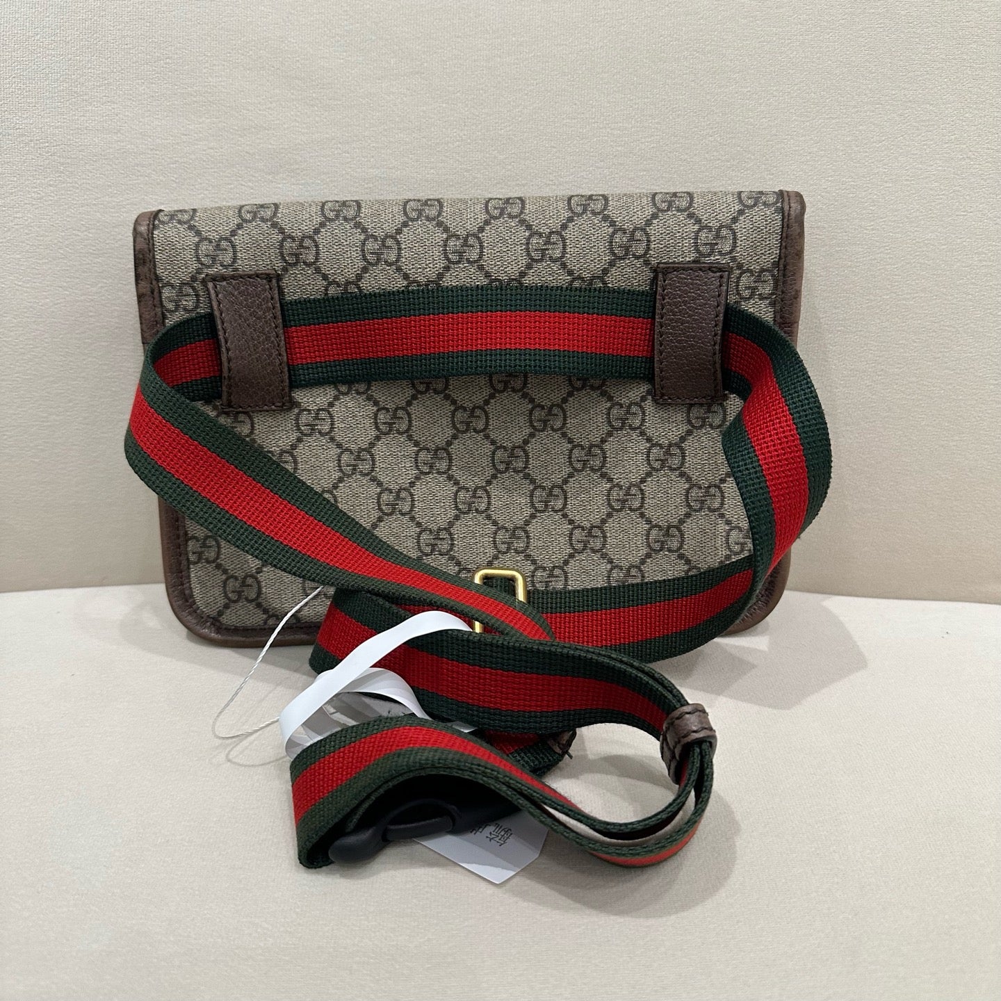 Gucci - Ophidia GG Supreme Tiger Head Belt Bag - GG Supreme canvas with leather trim and Web stripe fabric - Beige - (Small)