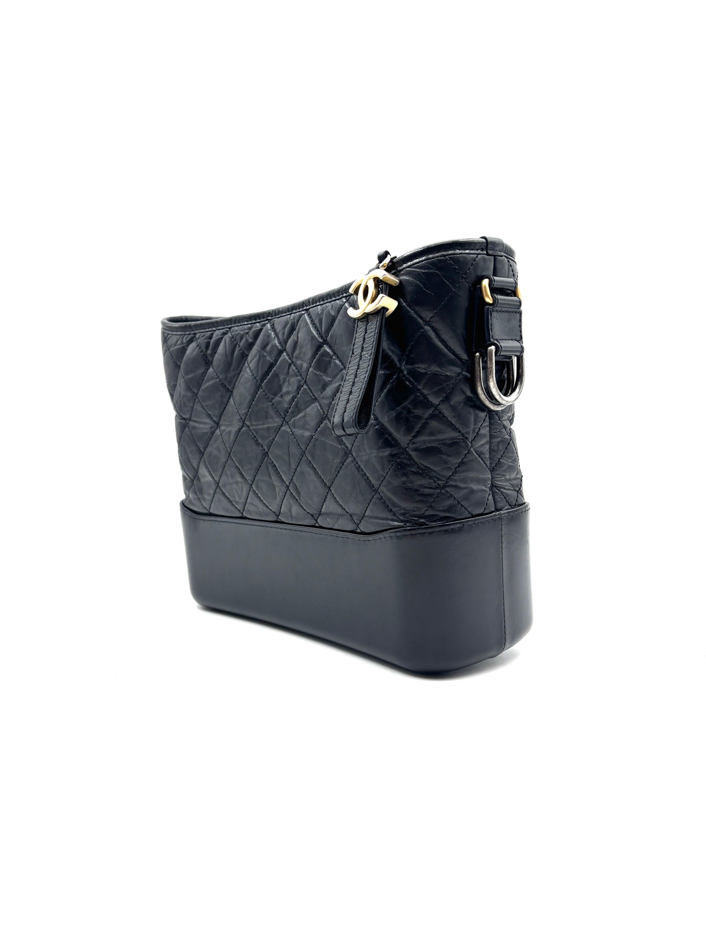 Chanel - Gabrielle Hobo Bag - Calfskin leather - Black with Gold-Tone and Silver-Tone Hardware - (Medium)