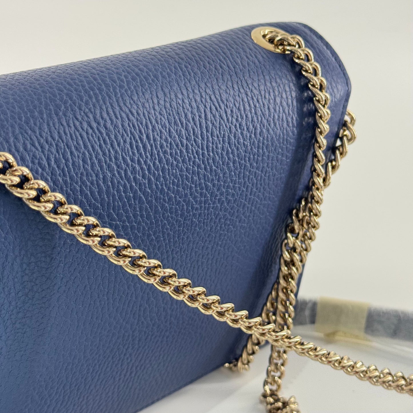 Gucci - Interlocking G Accordion Chain Bag - Grained leather - Blue - (mini)