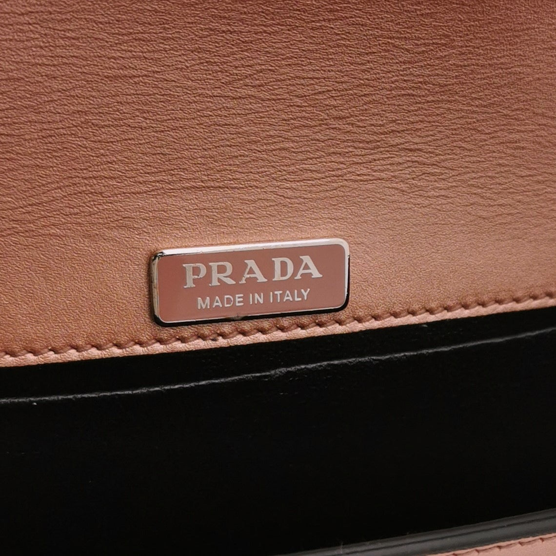 Prada - Cahier Small Box Bag - Saffiano leather and smooth leather - Metallic Rose Gold and Black - (small)