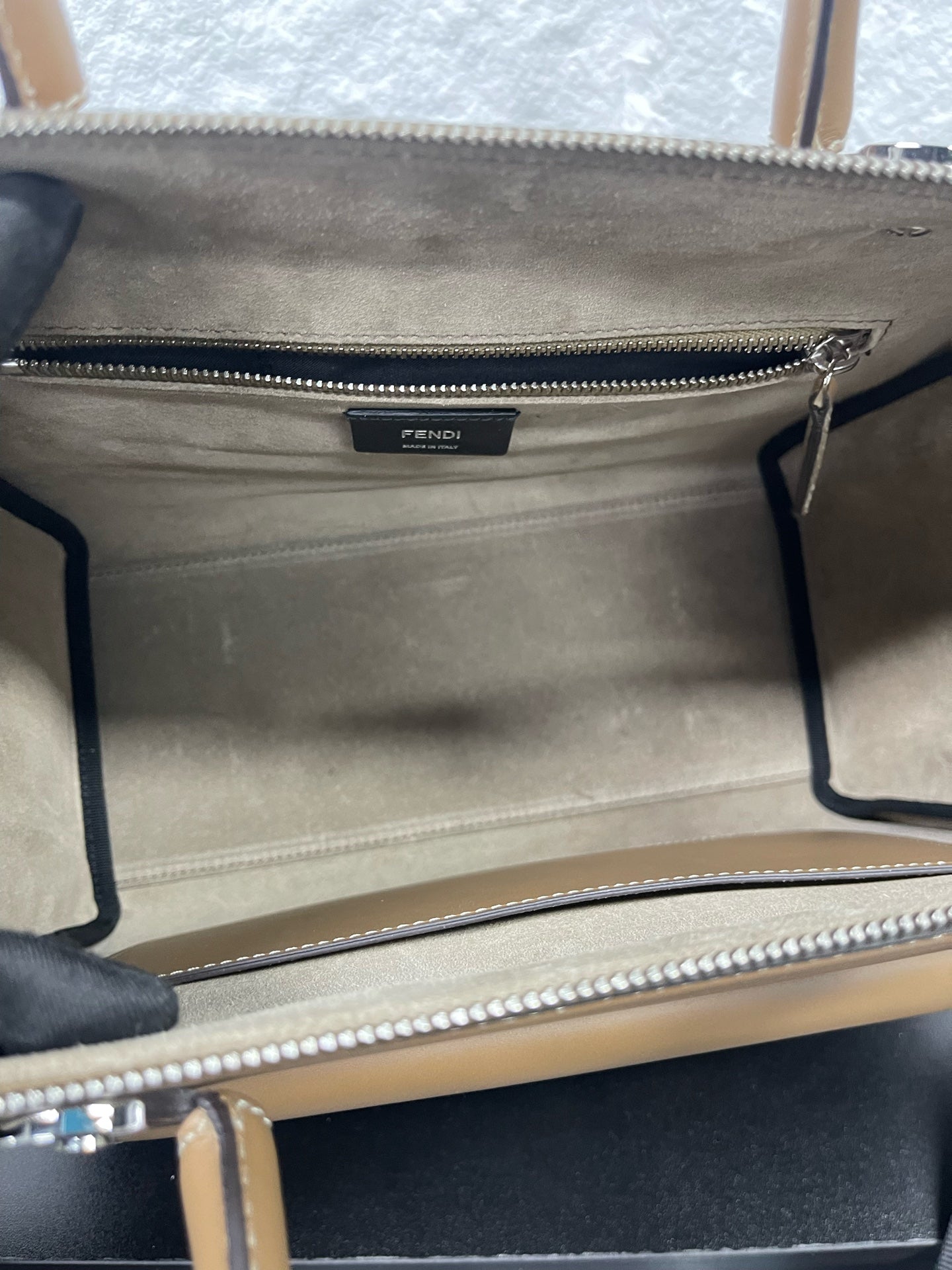 Fendi - Soft Trunk - FF monogram canvas with tan leather trim and suede sides - Brown - (small)