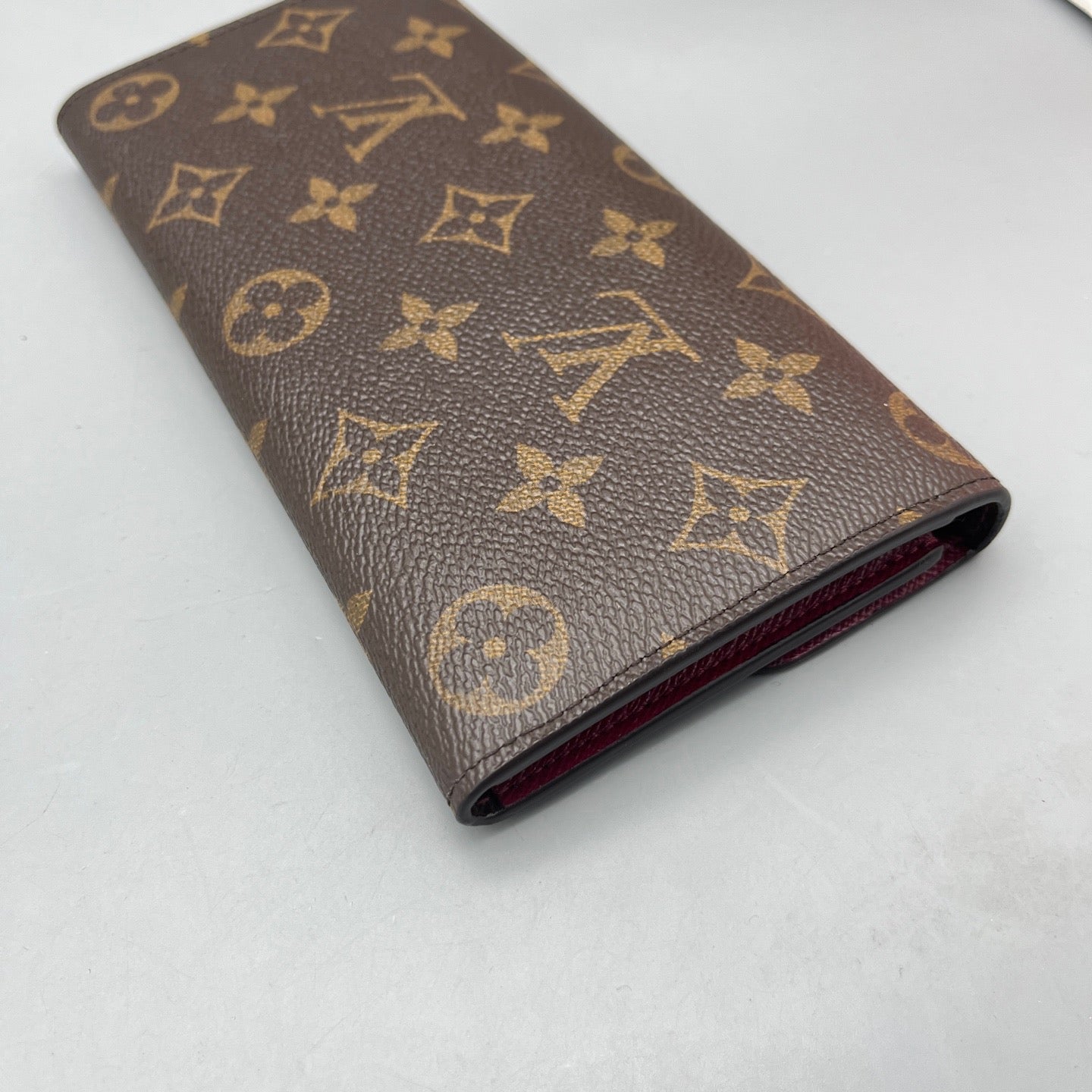 Louis Vuitton - Long Flap Wallet - Monogram coated canvas and cross-grain leather - Brown with Burgundy interior - (medium)