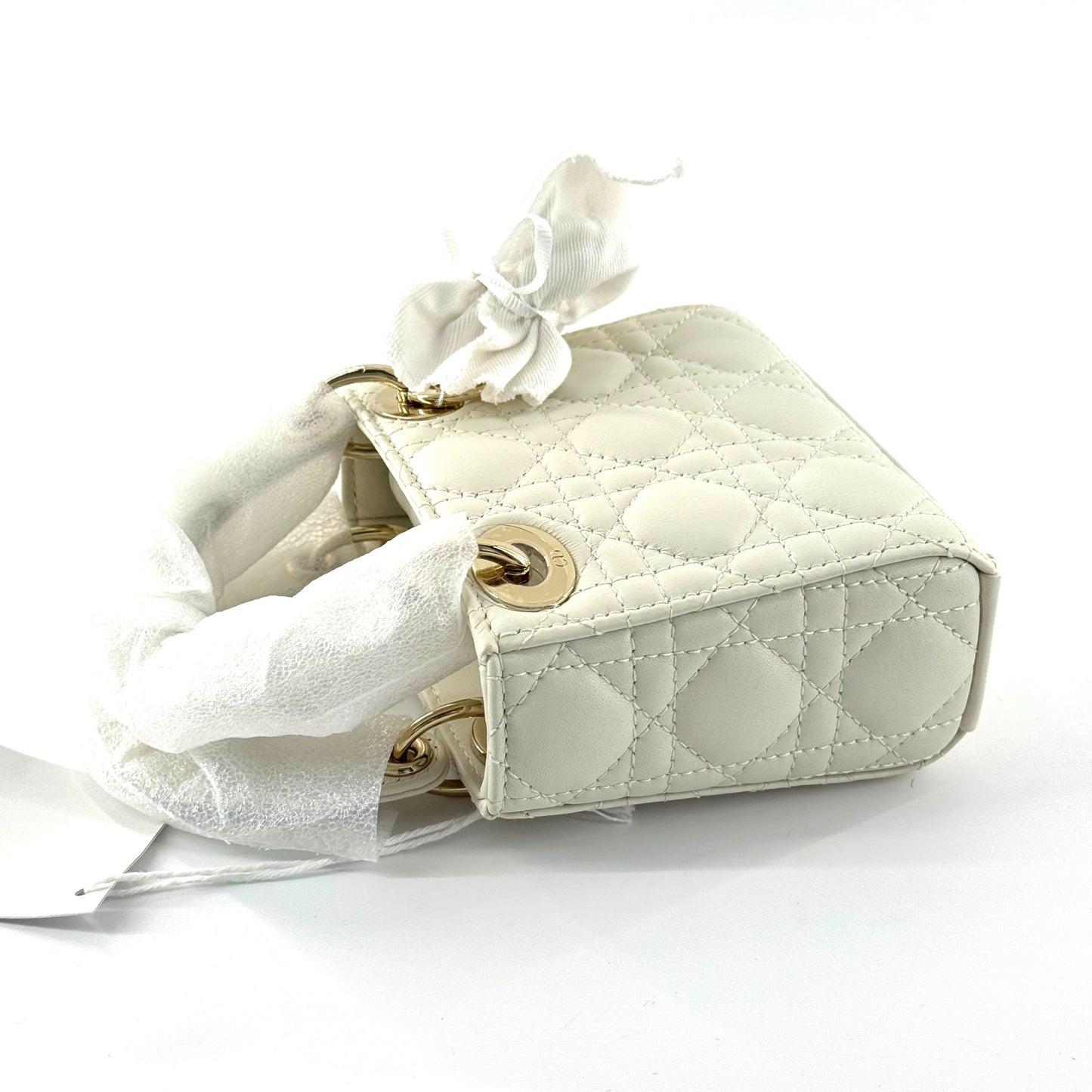 Dior - Lady Dior Micro - Leather - White with Gold-Tone Hardware - (mini)