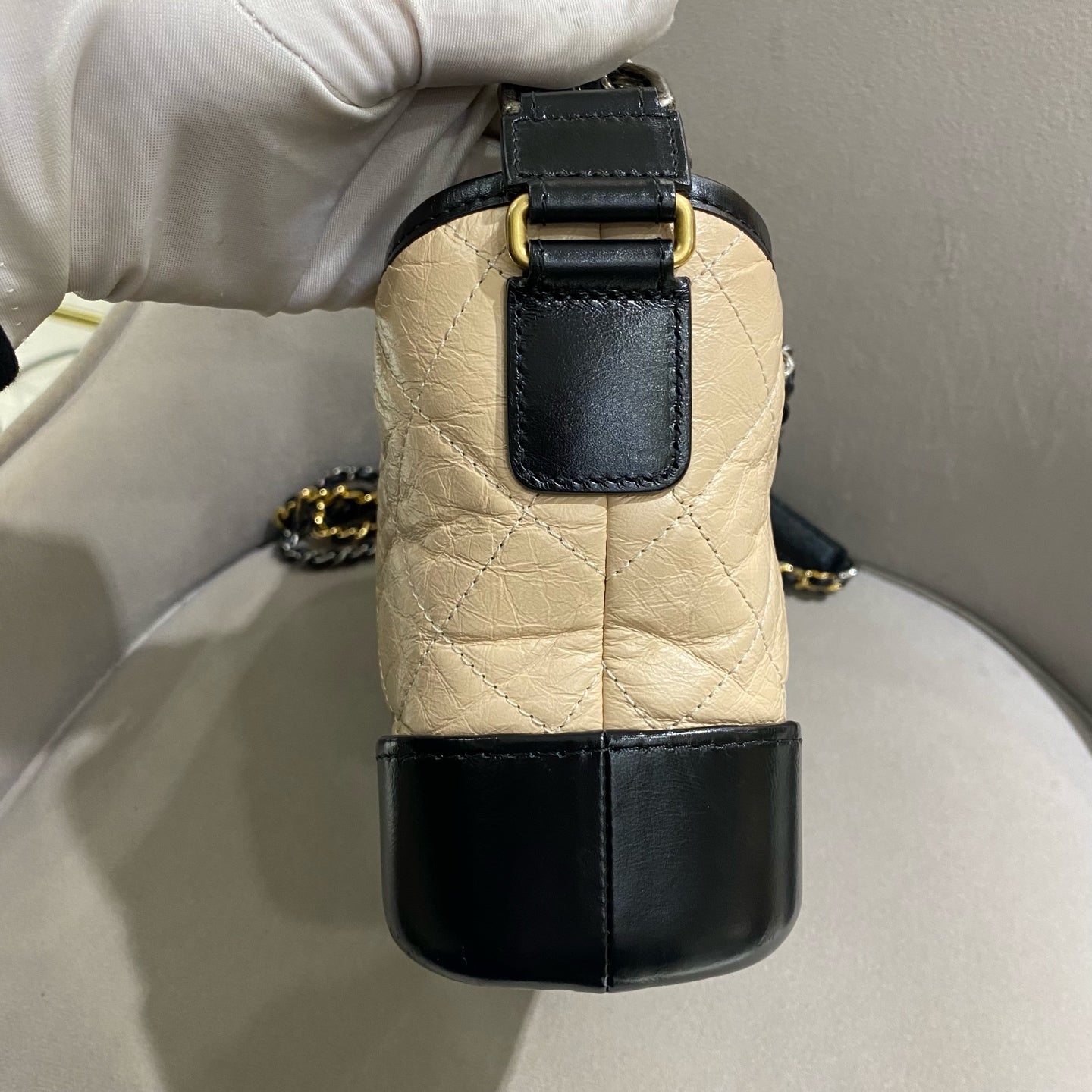 Chanel - Gabrielle Hobo Bag - Aged calfskin leather and smooth calfskin leather - Beige and Black - (small)
