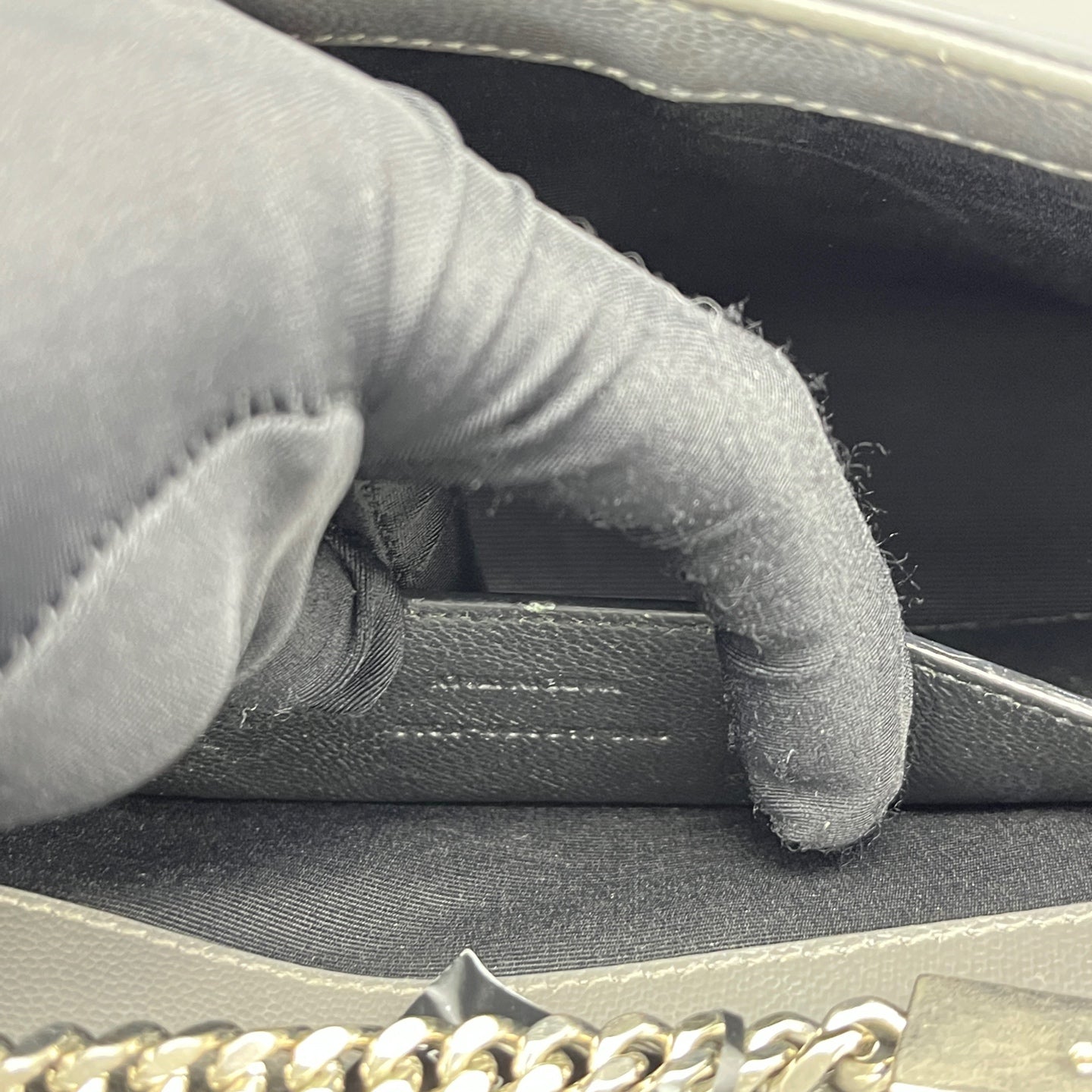 Saint Laurent - Kate Chain Bag - Grain de poudre embossed leather - Grey with Silver-Tone Hardware - (small)